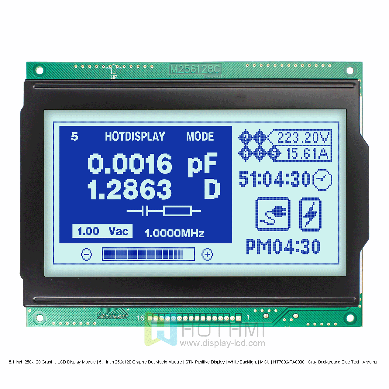 256x128 Graphic LCD Display Module | STN+Gray With White Backlight