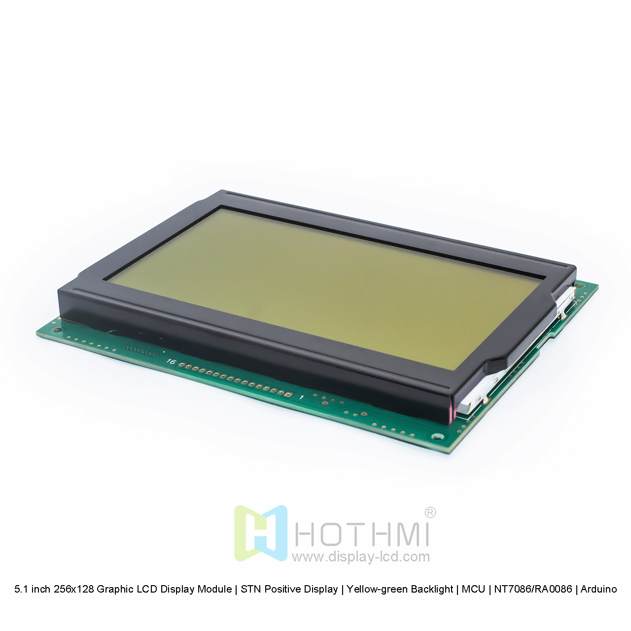 5.1 inch 256x128 Graphic LCD Display Module | STN Positive Display | Yellow-green Backlight | MCU | NT7086/RA0086 | Arduino