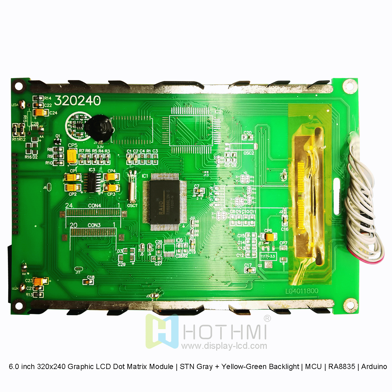 6.0 inch 320x240 Graphic LCD Dot Matrix Module | STN Gray + Yellow-Green Backlight | MCU | RA8835 | Arduino