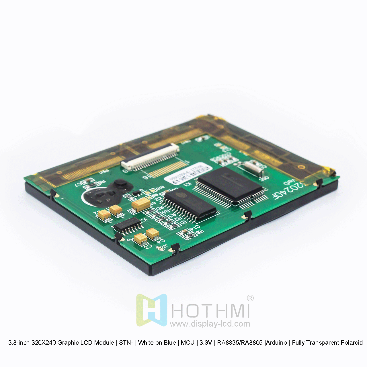 3.8-inch 320X240 Graphic LCD Module | STN- | White on Blue | MCU | 3.3V | RA8835/RA8806 |Arduino | Fully Transparent Polaroid