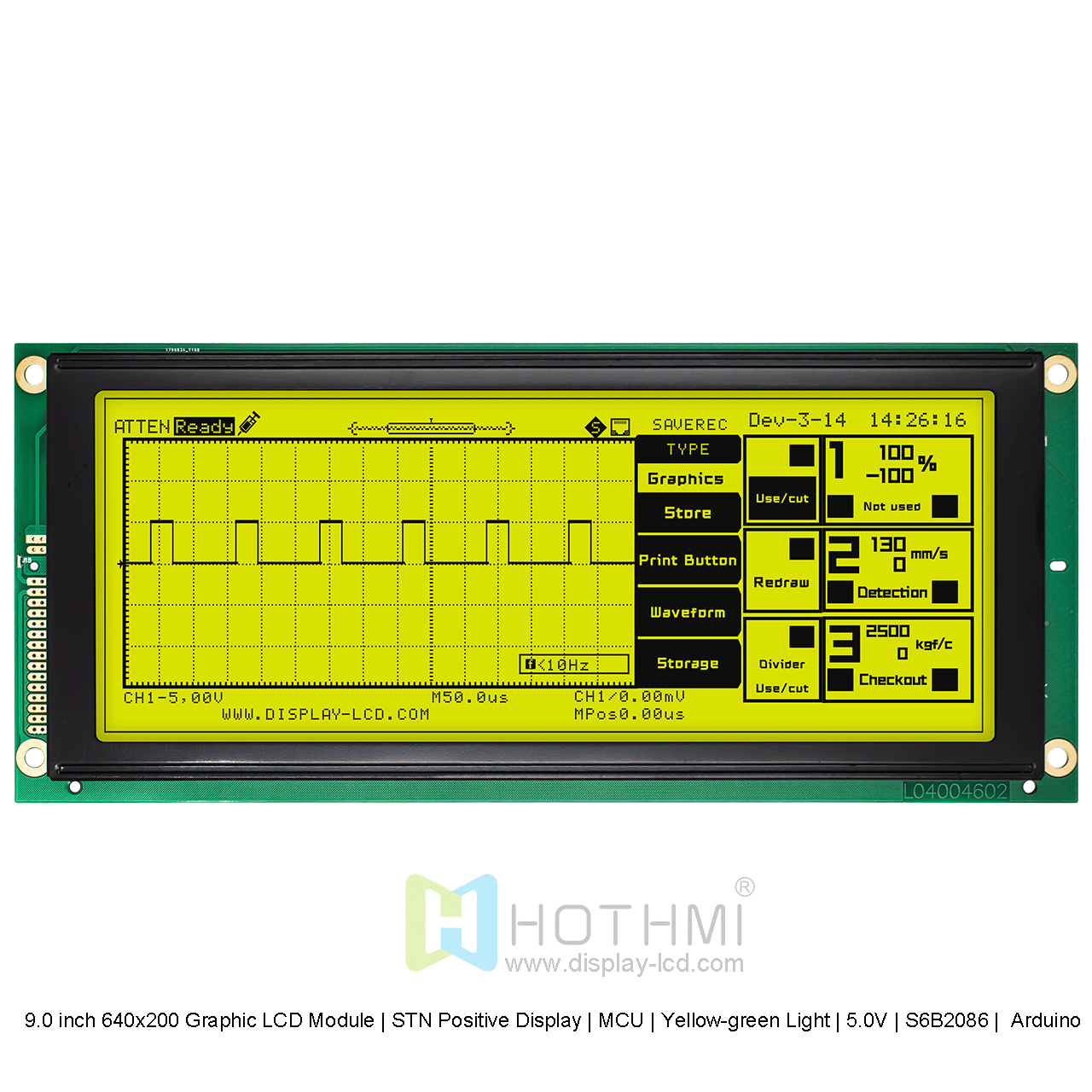 640x200 Graphic LCD Module | STN+Yellow-Green Backlight S6B2086