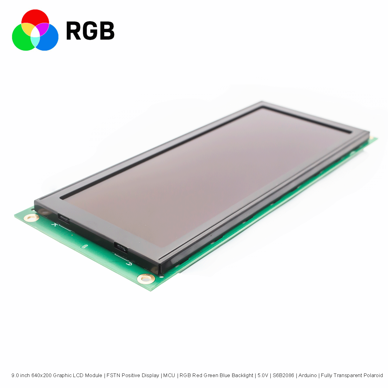 9.0 inch 640x200 Graphic LCD Module | FSTN Positive Display | MCU | RGB Red Green Blue Backlight | 5.0V | S6B2086 | Arduino | Fully Transparent Polaroid