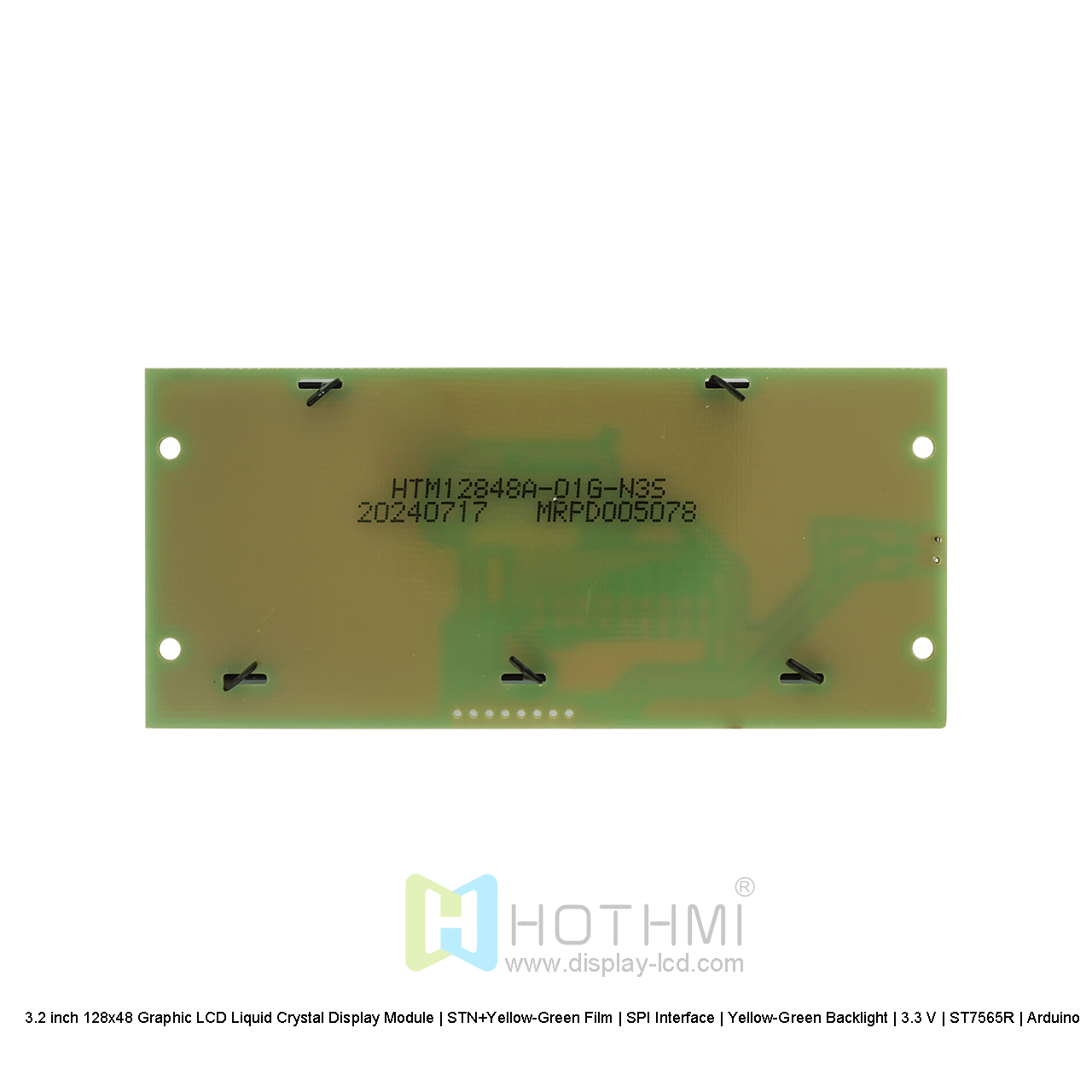 3.2 inch 128x48 Graphic LCD Liquid Crystal Display Module | STN+Yellow-Green Film | SPI Interface | Yellow-Green Backlight | 3.3 V | ST7565R | Arduino