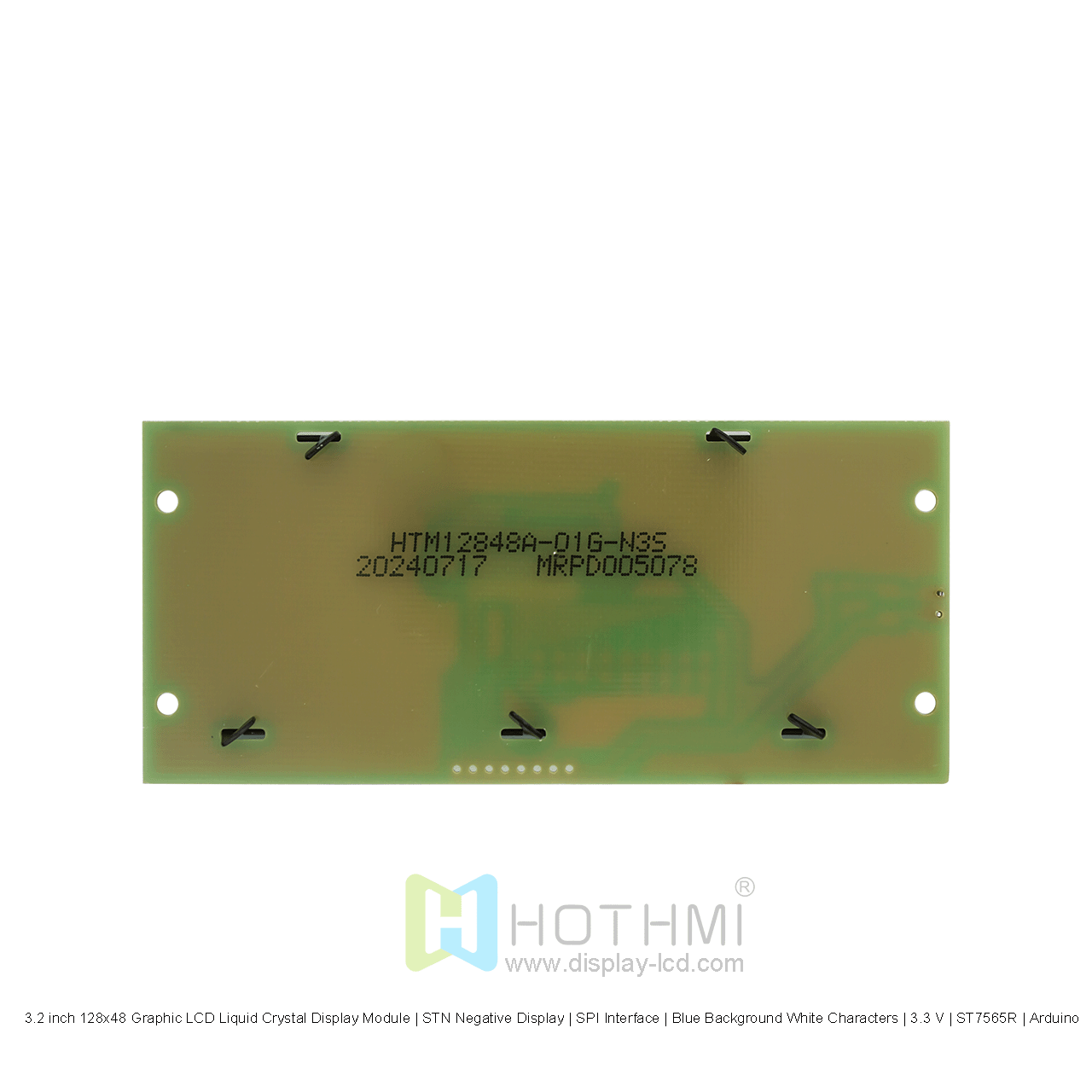 3.2 inch 128x48 Graphic LCD Liquid Crystal Display Module | STN Negative Display | SPI Interface | Blue Background White Characters | 3.3 V | ST7565R | Arduino