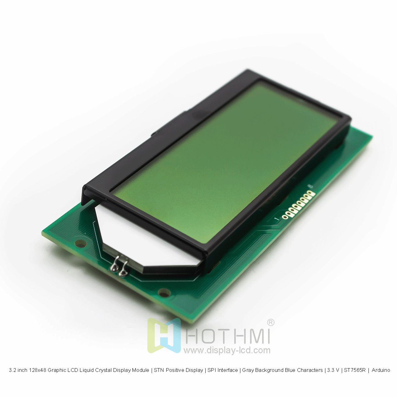3.2 inch 128x48 Graphic LCD Liquid Crystal Display Module | STN Positive Display | SPI Interface | Gray Background Blue Characters | 3.3 V | ST7565R | Arduino