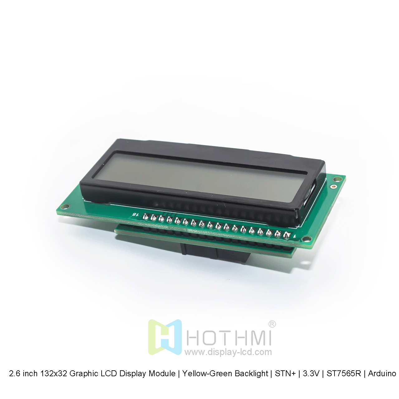 2.6 inch 132x32 Graphic LCD Display Module | Yellow-Green Backlight | STN+ | 3.3V | ST7565R | Arduino