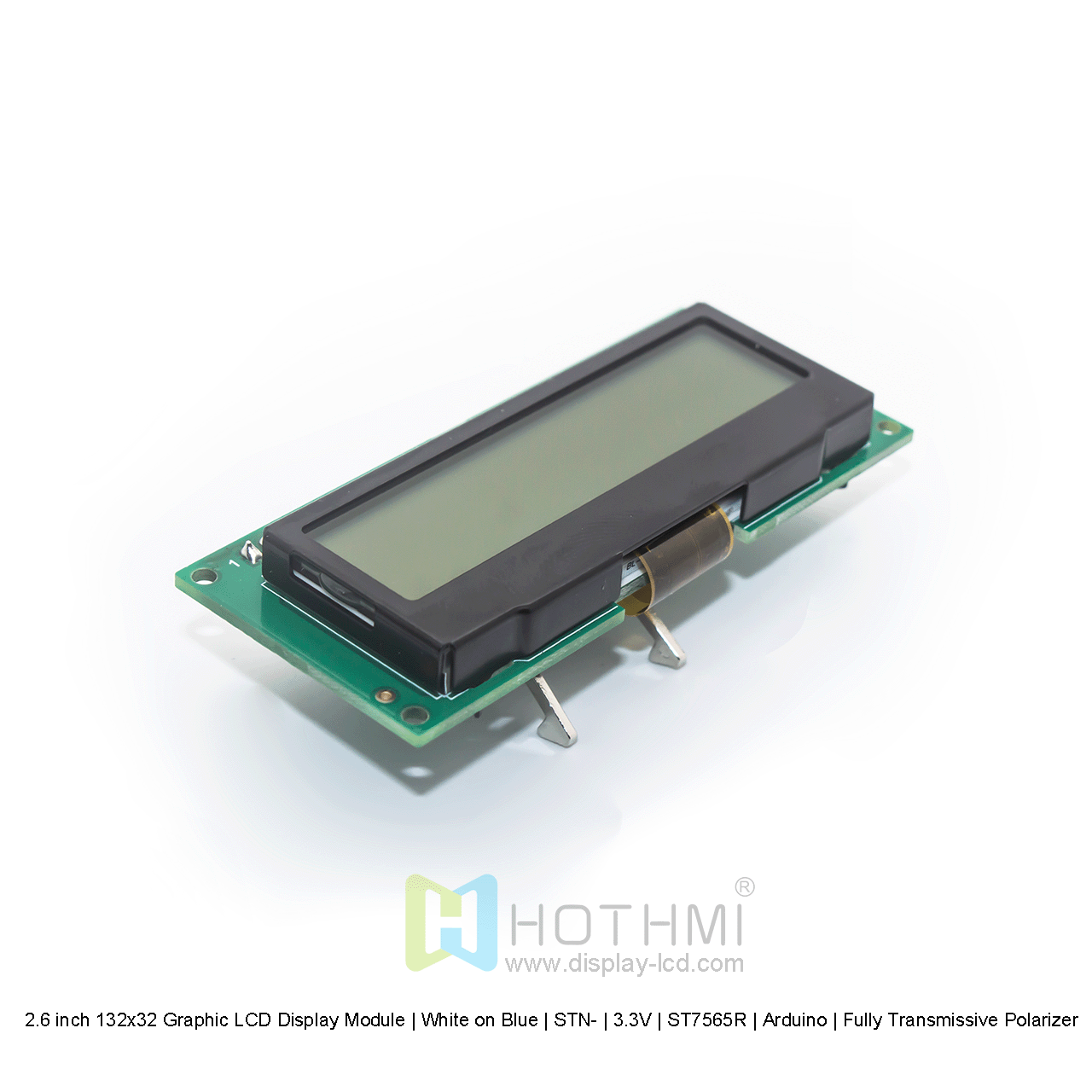 2.6 inch 132x32 Graphic LCD Display Module | White on Blue | STN- | 3.3V | ST7565R | Arduino | Fully Transmissive Polarizer