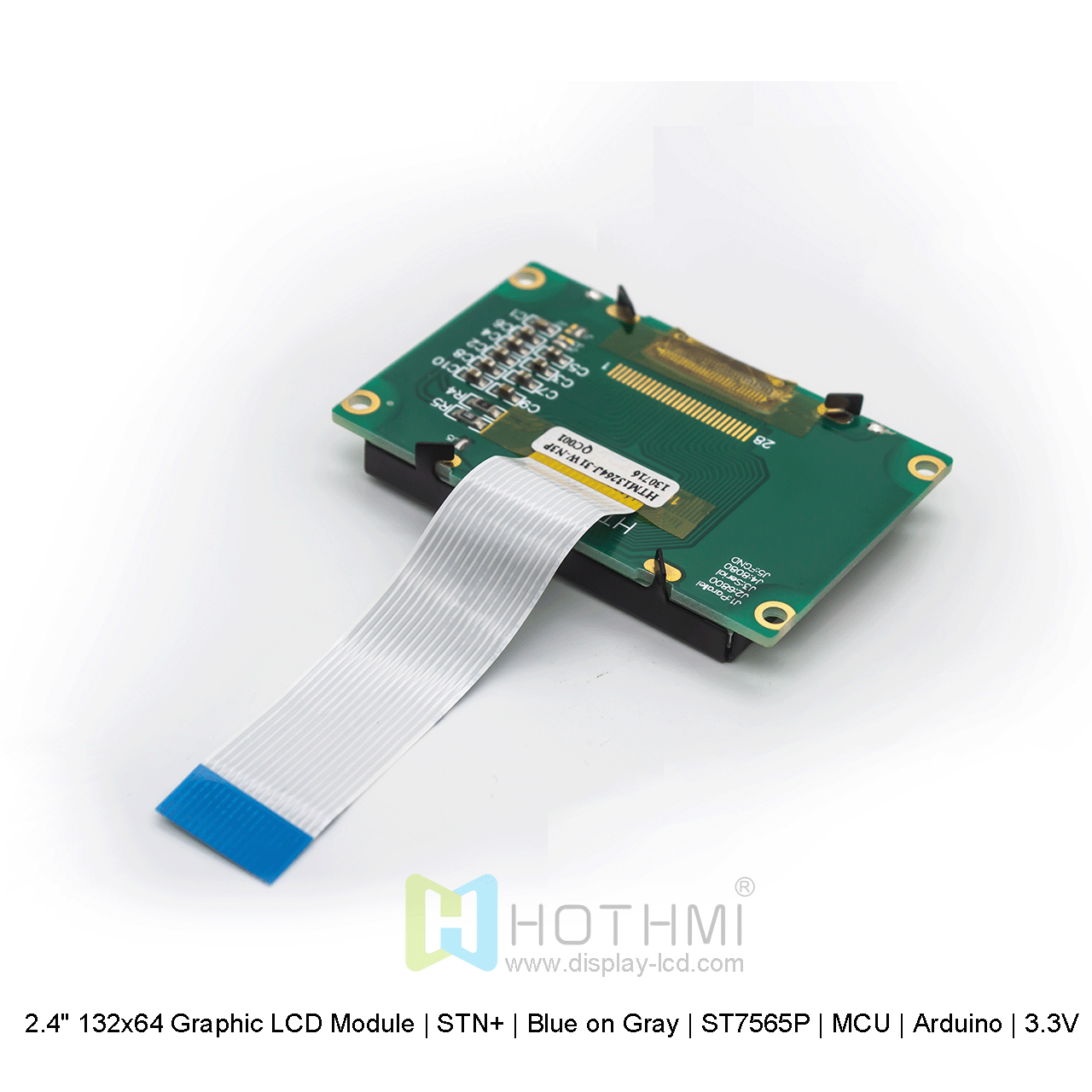 2.4" 132x64 Graphic LCD Module | STN+ | Yellow-Green Backlight | ST7565P | MCU | Arduino | 3.3V