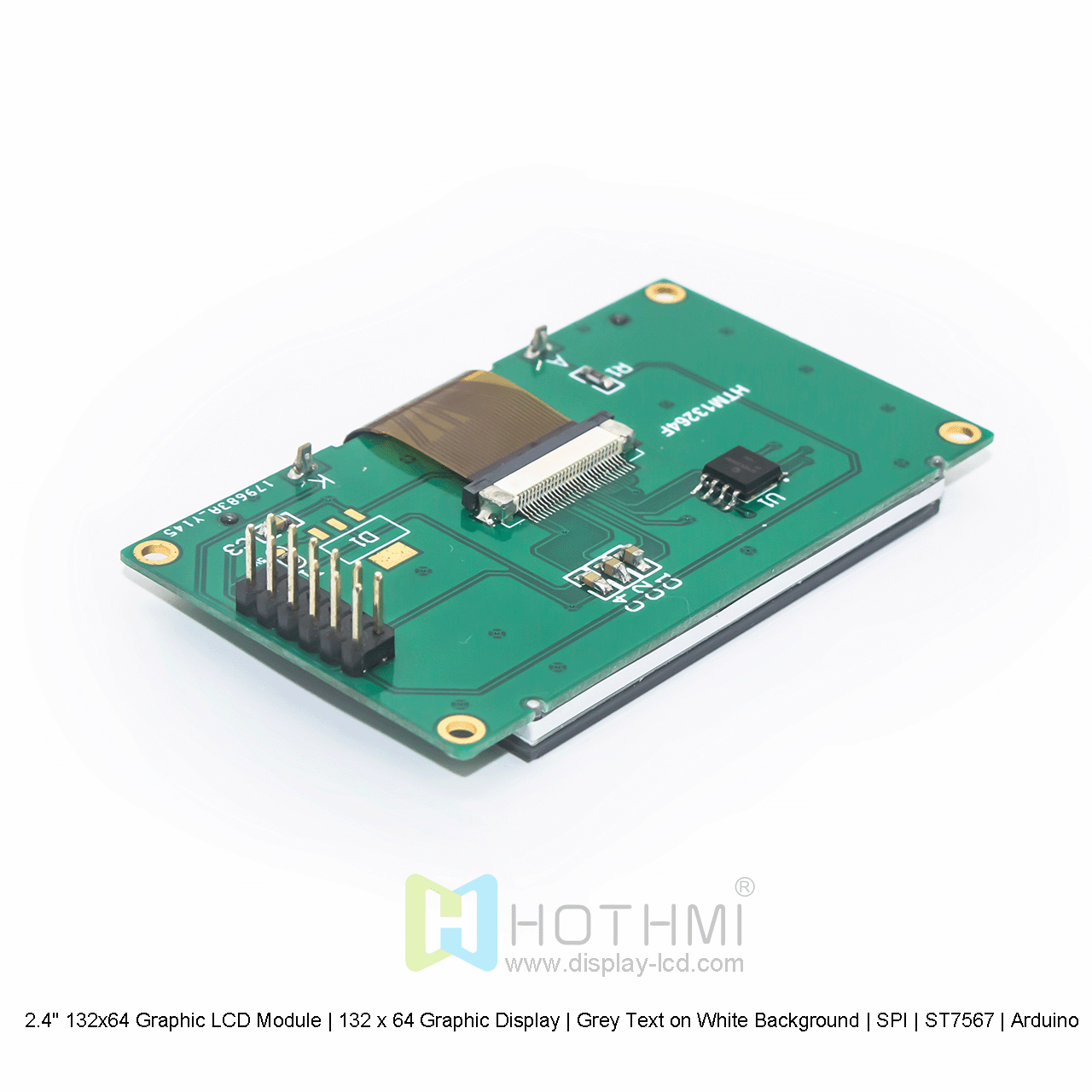 2.4" 132x64 Graphic LCD Module | 132 x 64 Graphic Display | Grey Text on White Background | SPI | ST7567 | Arduino
