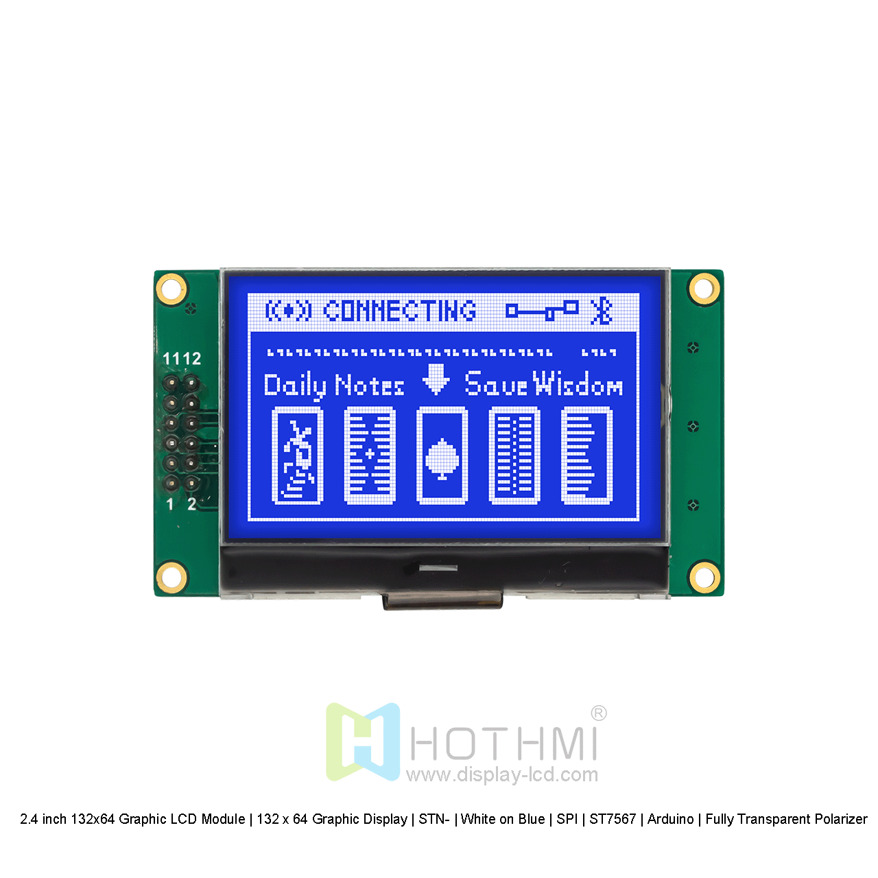 132x64 Graphic LCD Module | STN-Blue With White Backlight