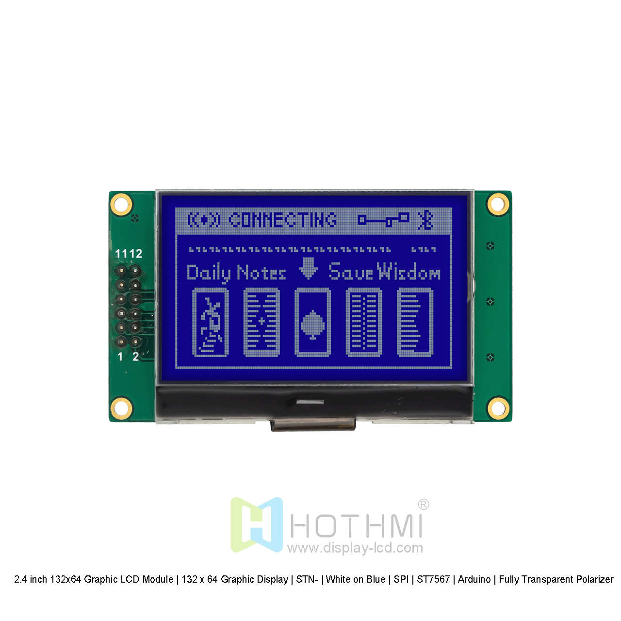 132x64 Graphic LCD Module | STN-Blue With White Backlight