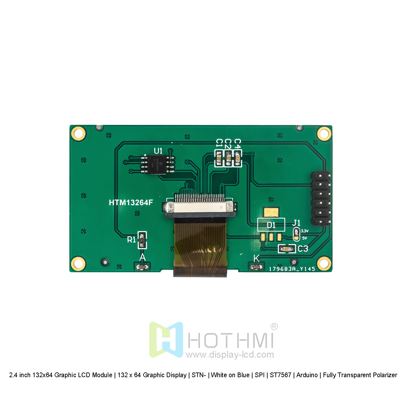 132x64 Graphic LCD Module | STN-Blue With White Backlight