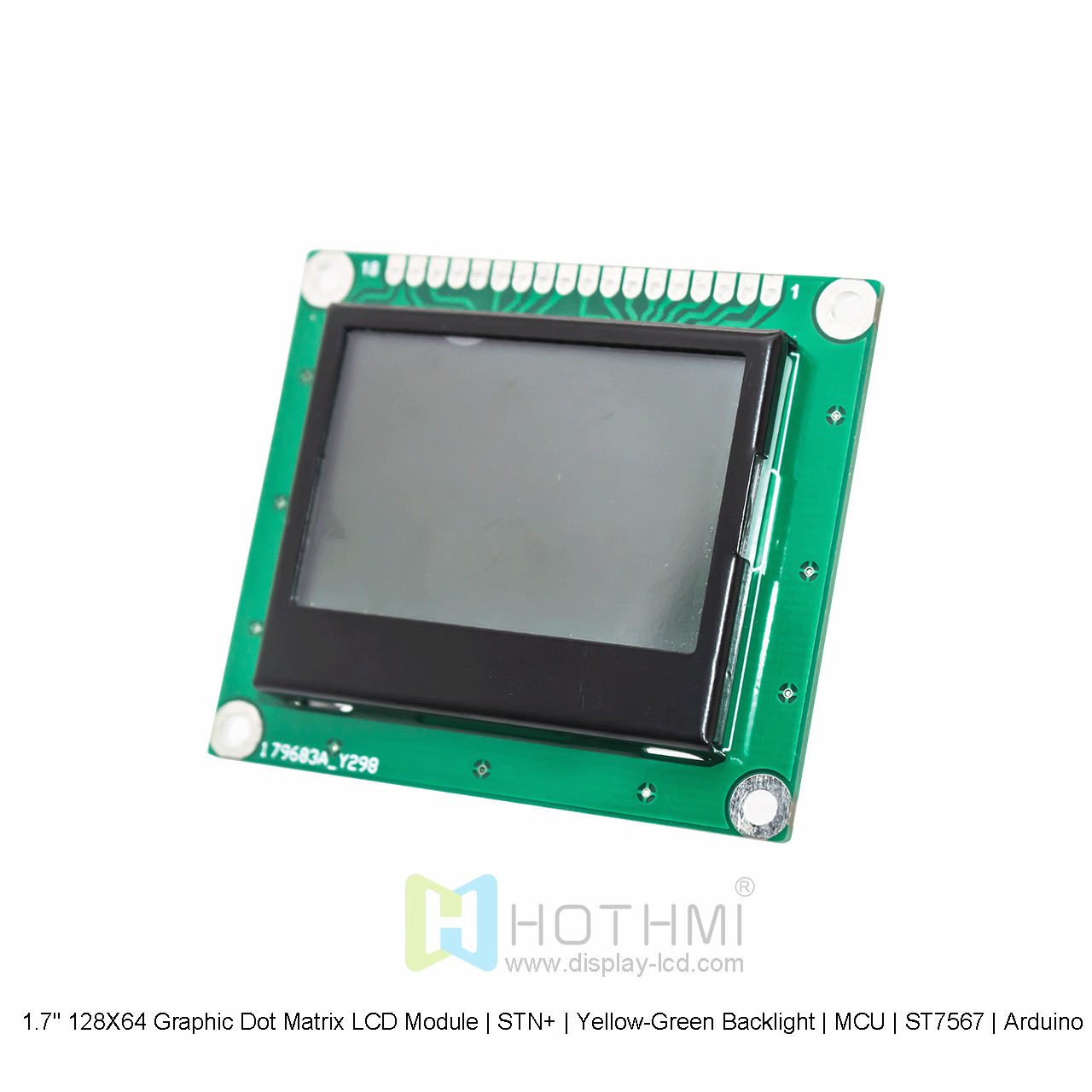 1.7" 128X64 Graphic Dot Matrix LCD Module | STN+ | Yellow-Green Backlight | MCU | ST7567 | Arduino