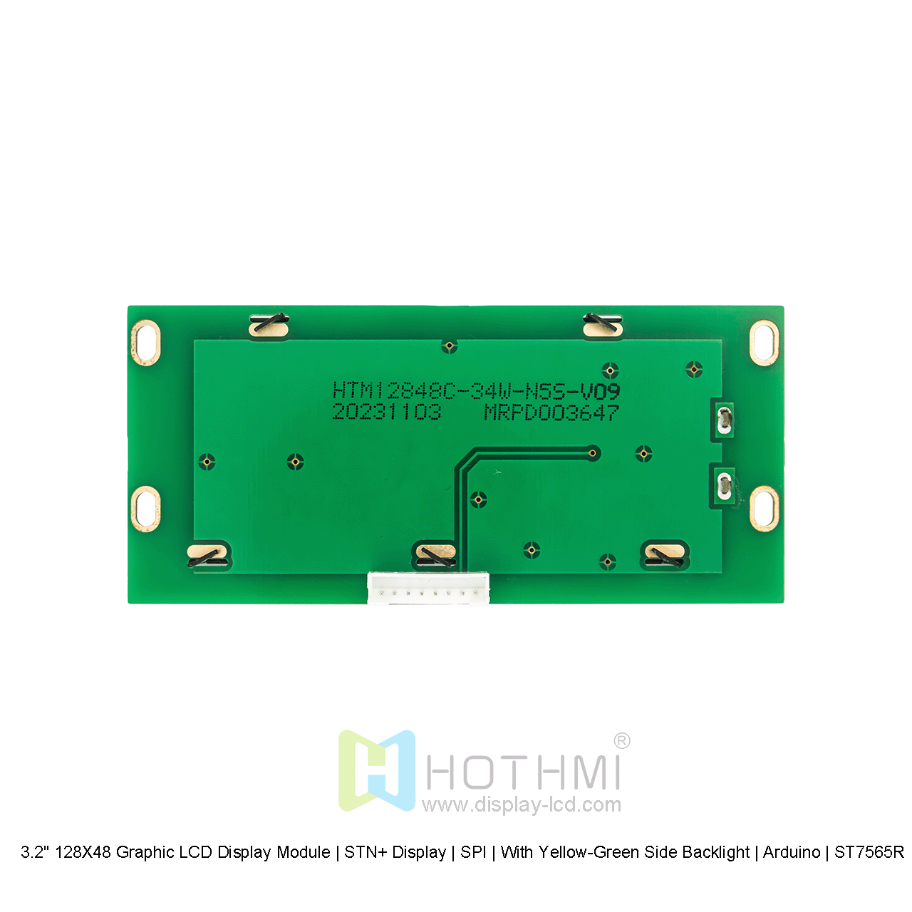 3.2" 128X48 Graphic LCD Display Module | STN+ Display | SPI | With Yellow-Green Side Backlight | Arduino | ST7565R