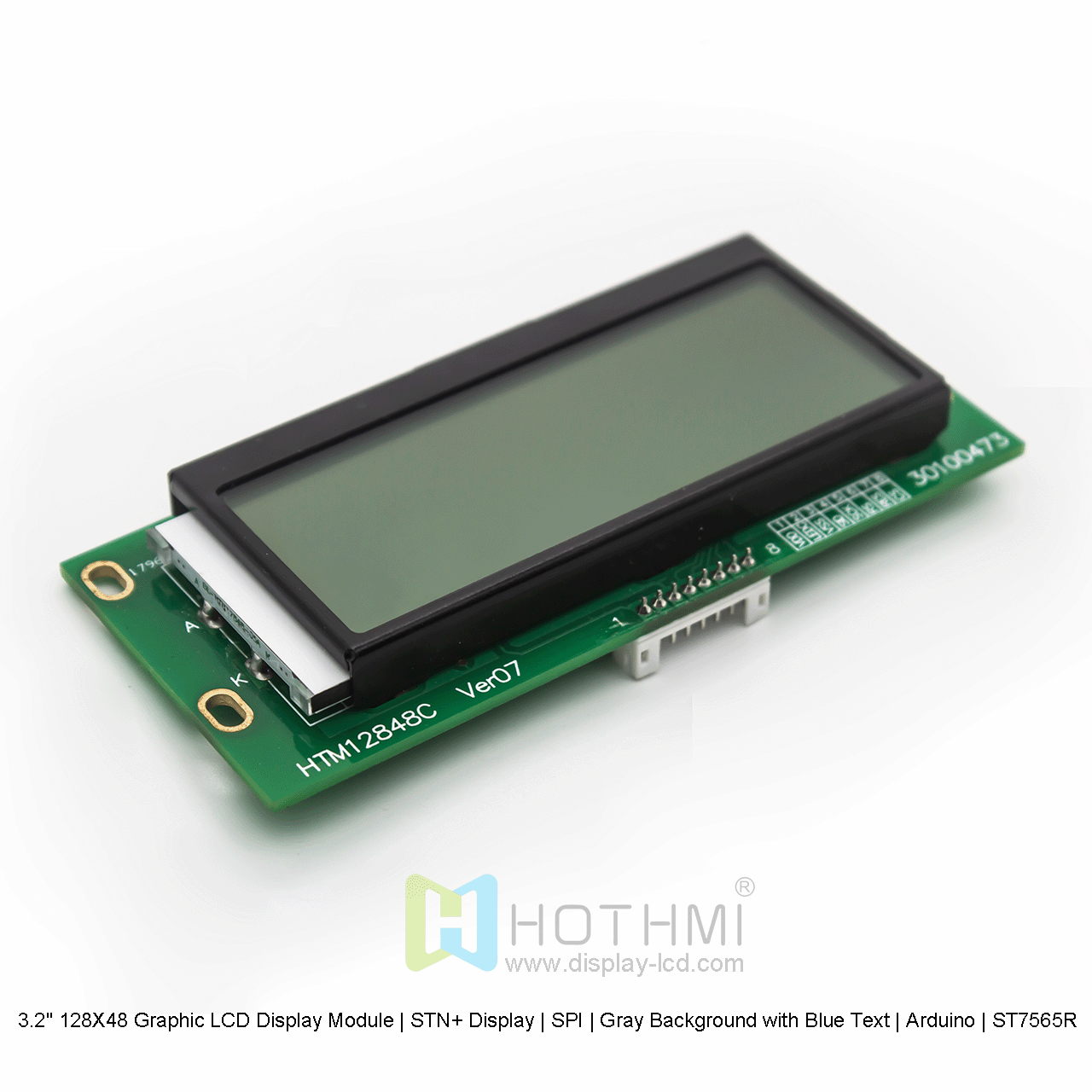 3.2" 128X48 Graphic LCD Display Module | STN+ Display | SPI | Gray Background with Blue Text | Arduino | ST7565R