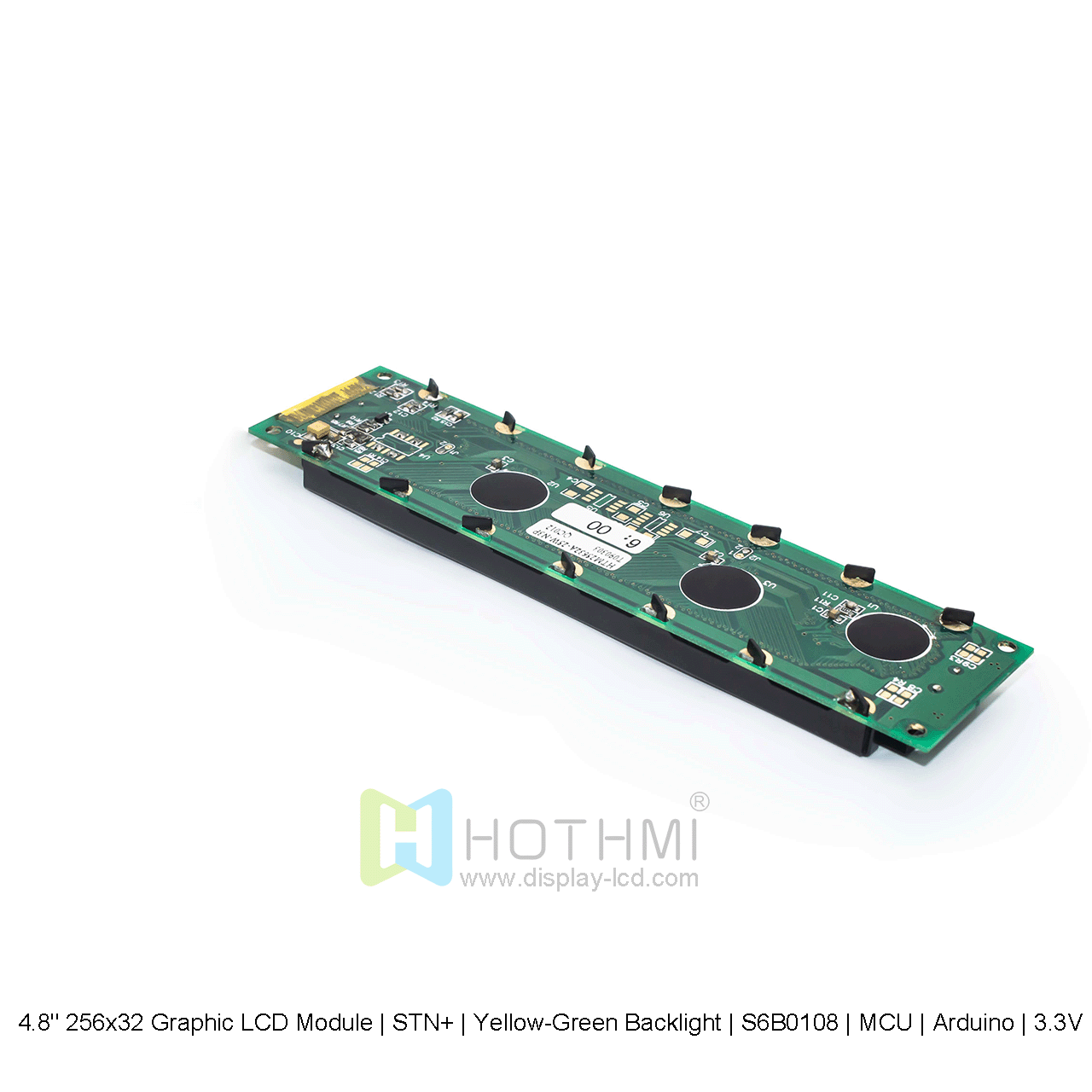 4.8" 256x32 Graphic LCD Module | STN+ | Yellow-Green Backlight | S6B0108 | MCU | Arduino | 3.3V