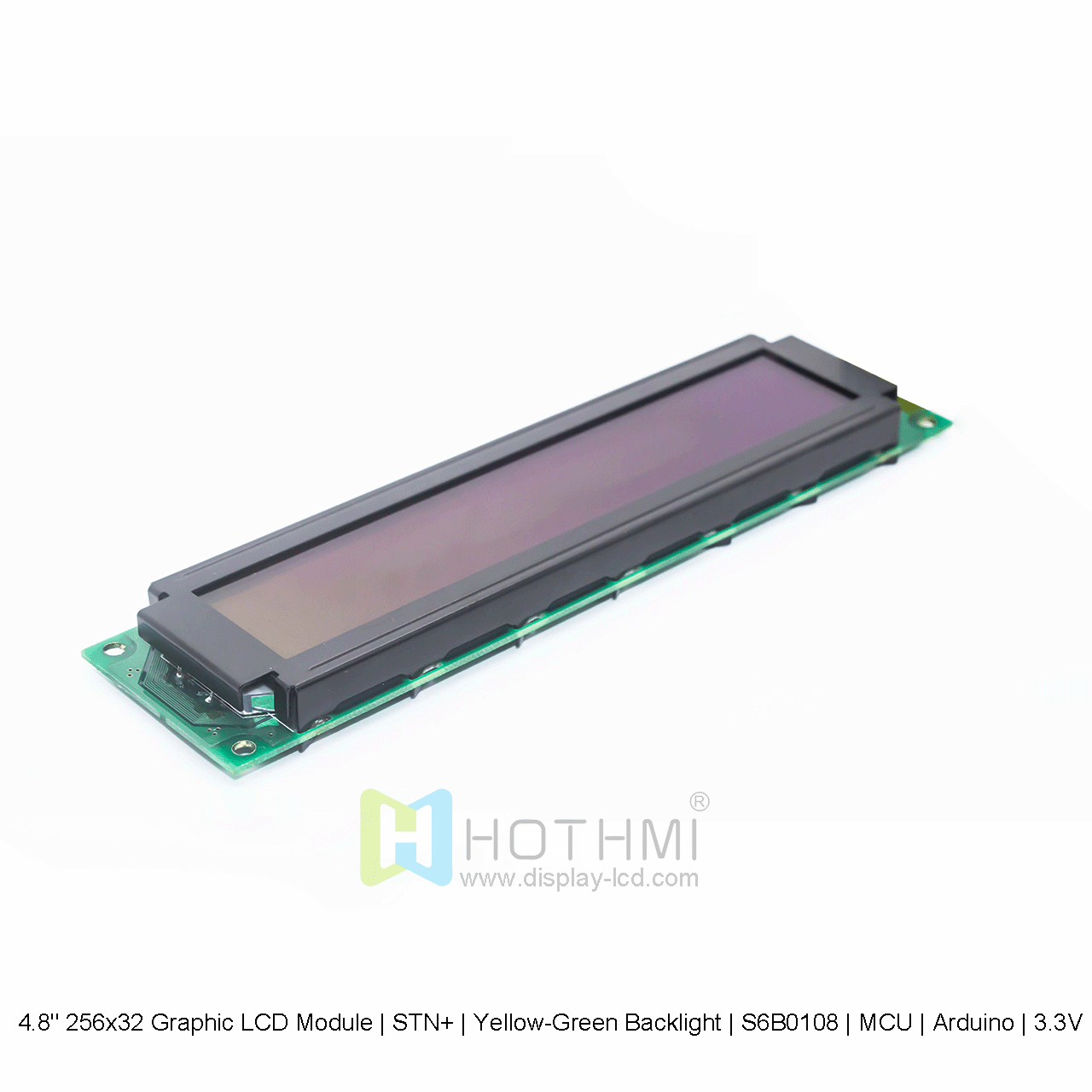 4.8" 256x32 Graphic LCD Module | STN+ | Yellow-Green Backlight | S6B0108 | MCU | Arduino | 3.3V