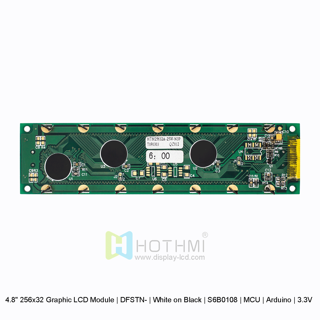 Graphic LCD Module | DFSTN- | 4.8" 256x32 White on Black | S6B0108 | MCU | Arduino | 3.3V