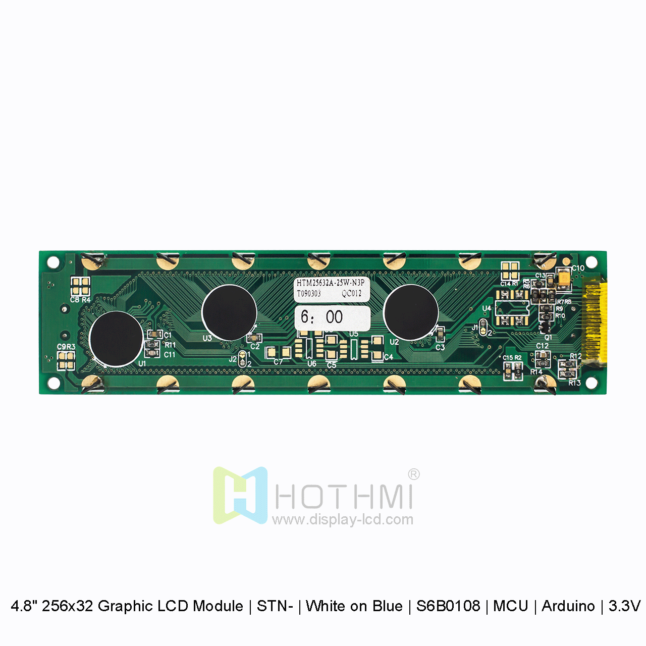 Graphic LCD Module | STN- | 4.8" 256x32 White on Blue | S6B0108 | MCU | Arduino | 3.3V