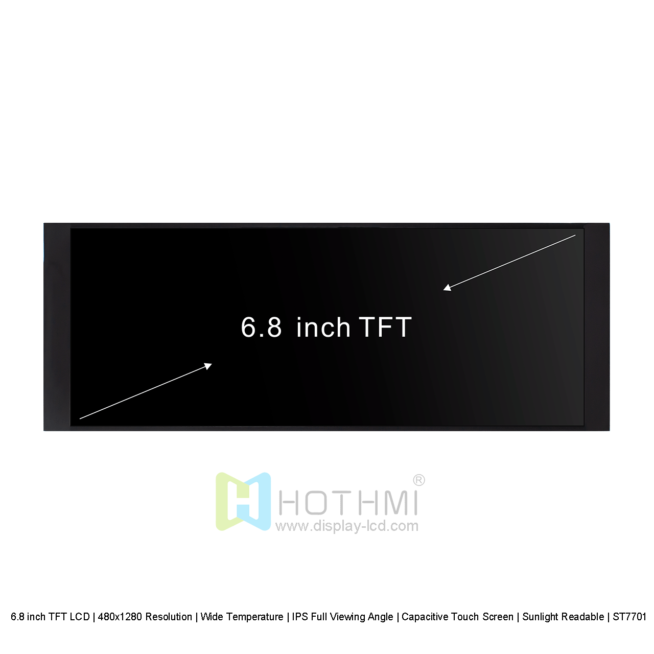 Sunlight Readable 6.8-inch TFT LCD Display | 480x1280 Resolution