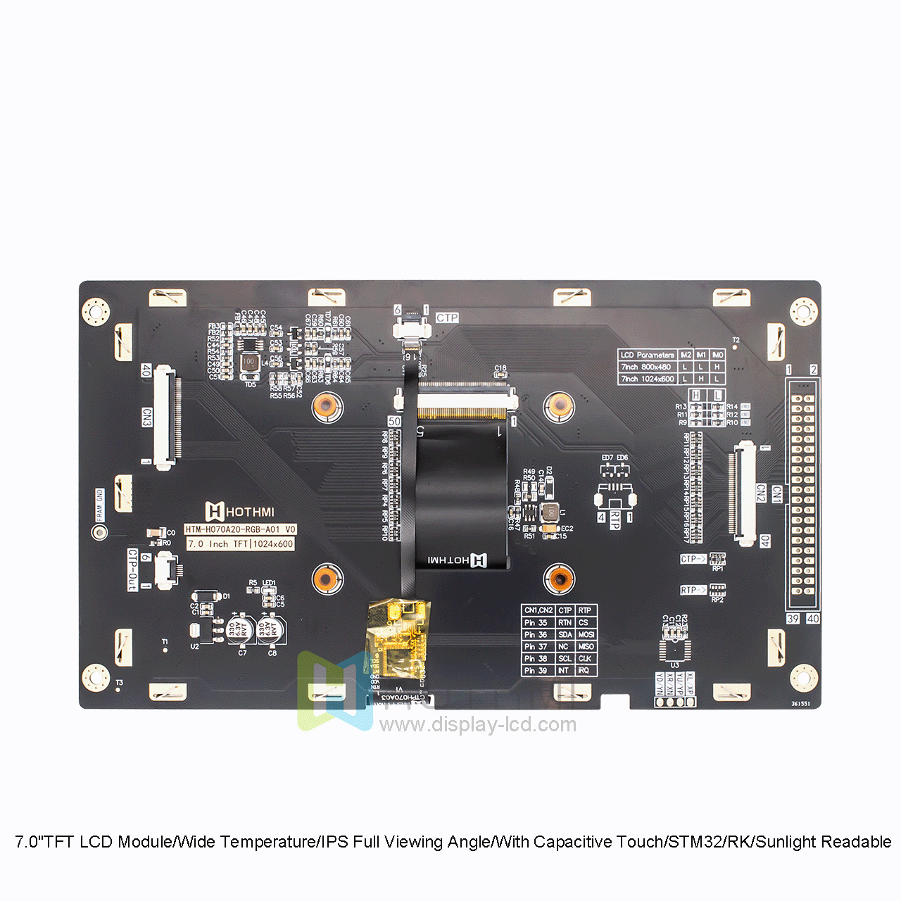 7" TFT LCD Module | 1024x600 Resolution With Capacitive Touchscreen
