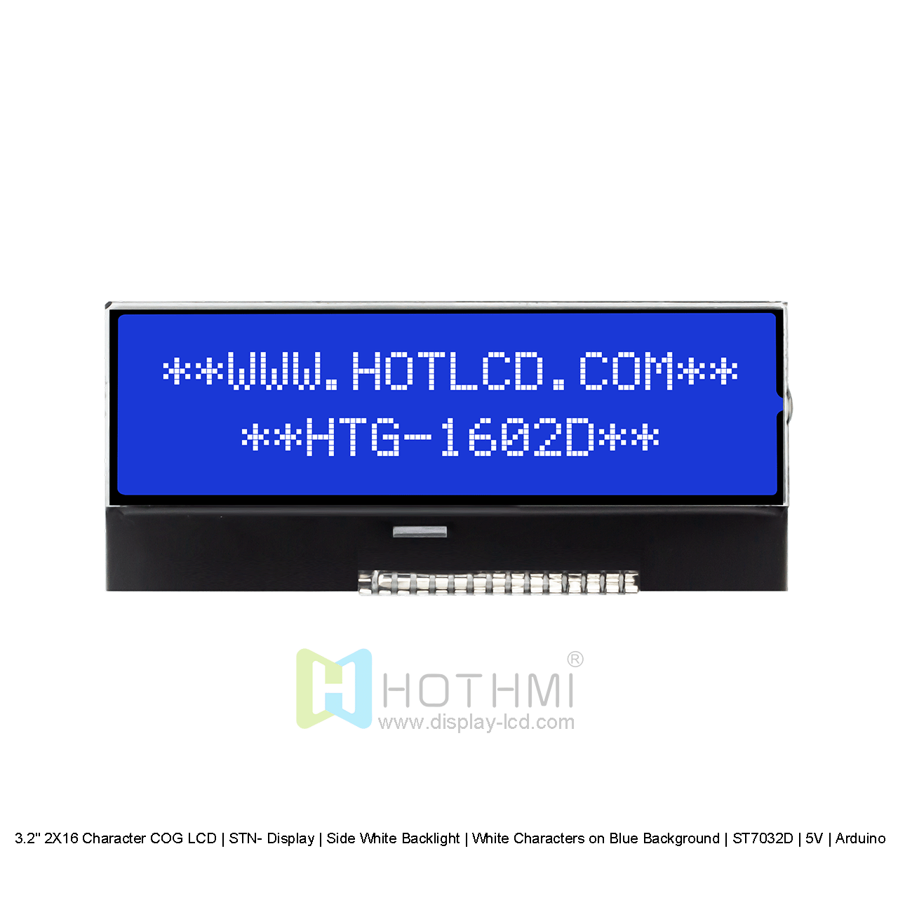 2X16 Character COG LCD| STN- Blue Display with Side White Backlight