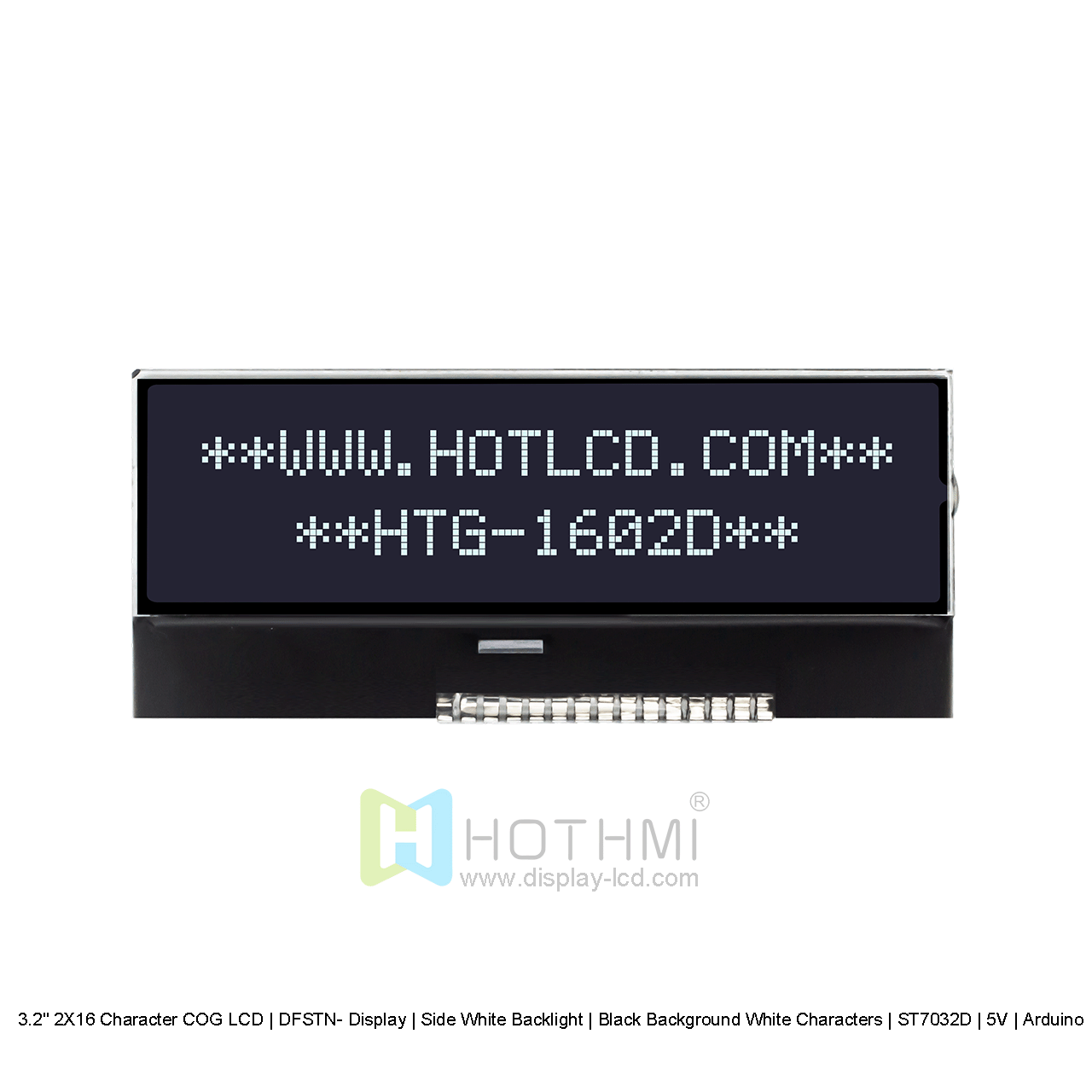 2X16 Character COG LCD | DFSTN-Black Display with Side White Backlight 5V