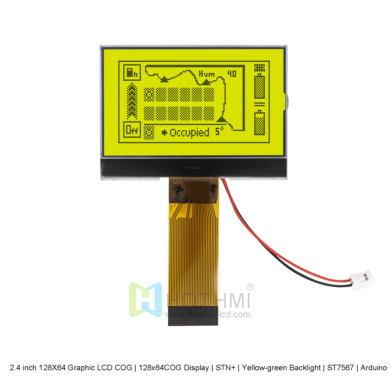 2.4 inch 128x64 Graphic LCD COG | 12864COG Display | STN+ | Yellow-green Backlight | ST7567 | Arduino