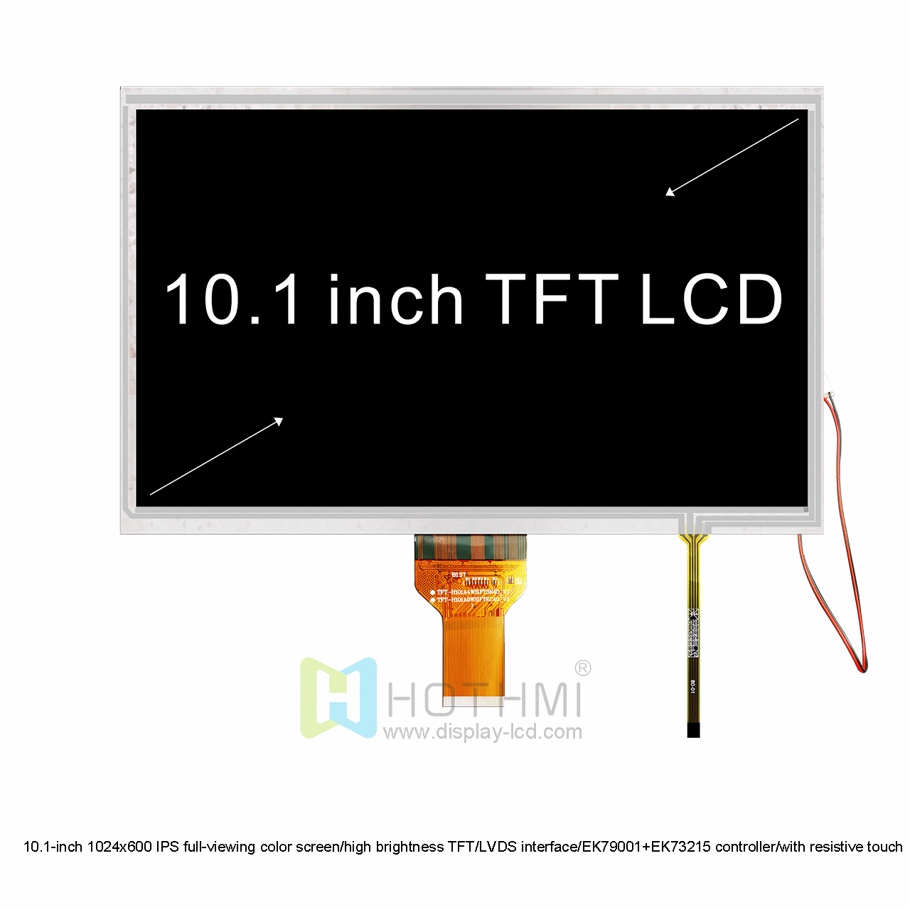 10.1 Inch Resistive TFT LCD Display With 1024x600 Resolution