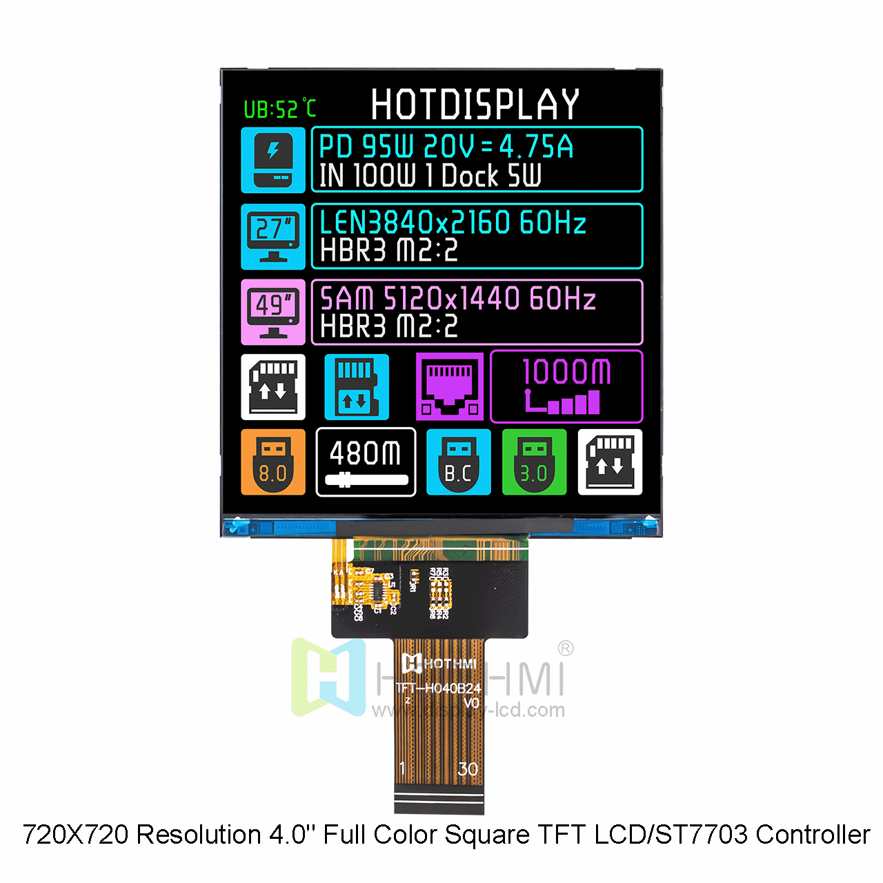 4.0" TFT LCD Display | MIPI DSI Interface ST7703 Controller