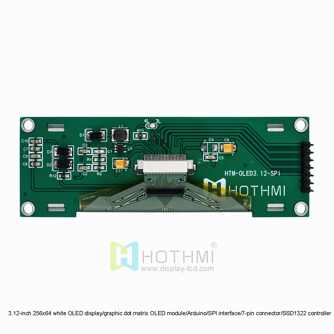 3.12-inch 256x64 white OLED display/graphic dot matrix OLED module/Arduino/SPI interface/7-pin connector/SSD1322 controller