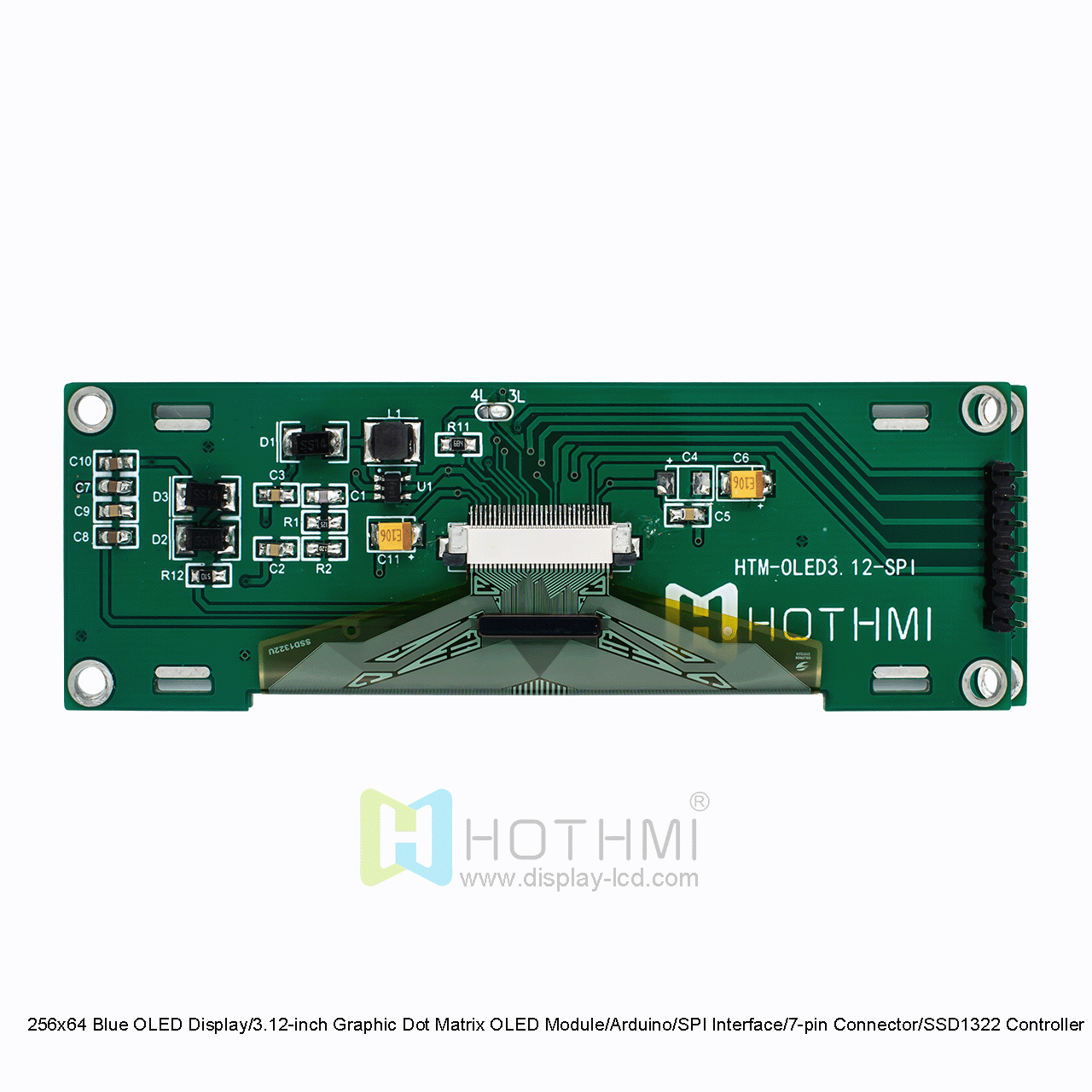 256x64 Blue OLED Display/3.12 inch/Arduino/SPI Interface/7-pin/SSD1322