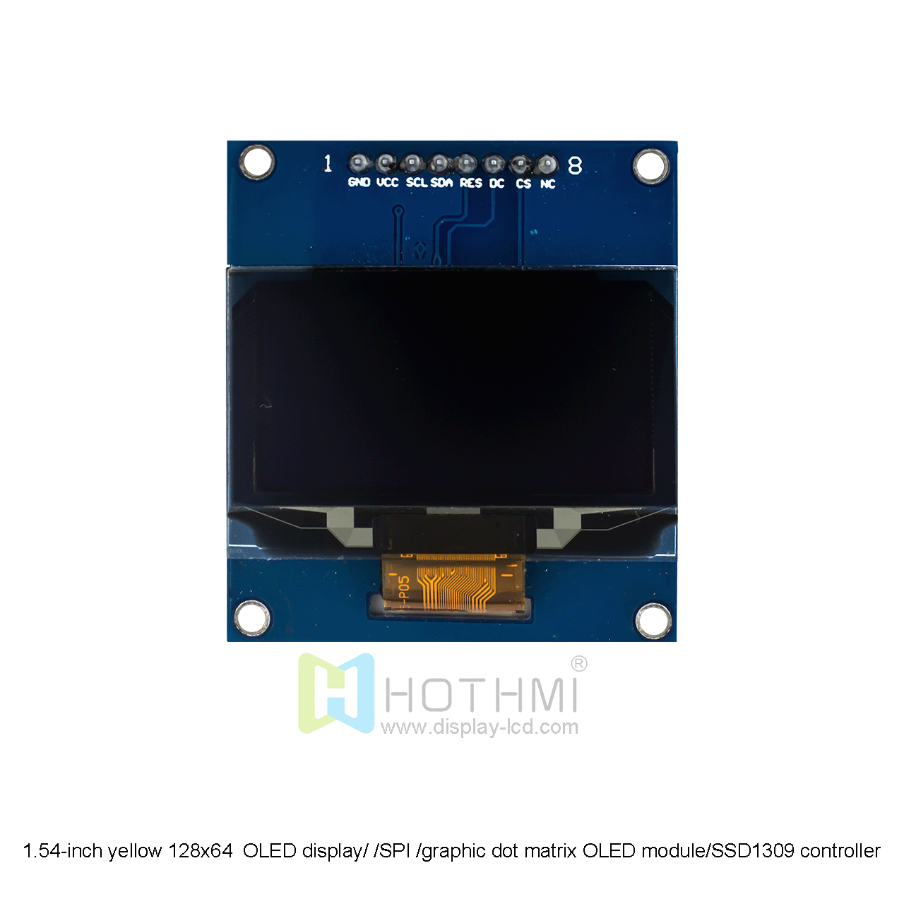 1.54 inch display / 128x64 yellow dot matrix OLED / Arduino / SPI interface / 8-pin connector / SSD1309
