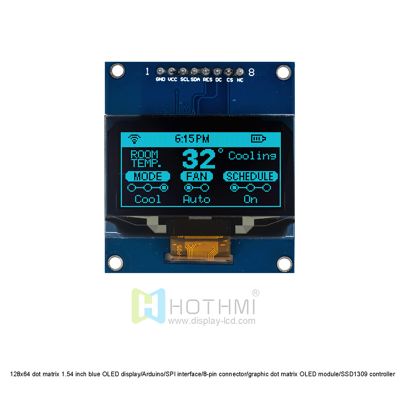 128x64 dot matrix 1.54 inch blue OLED display/Arduino/SPI interface/8-pin connector/graphic dot matrix OLED module/SSD1309 controller