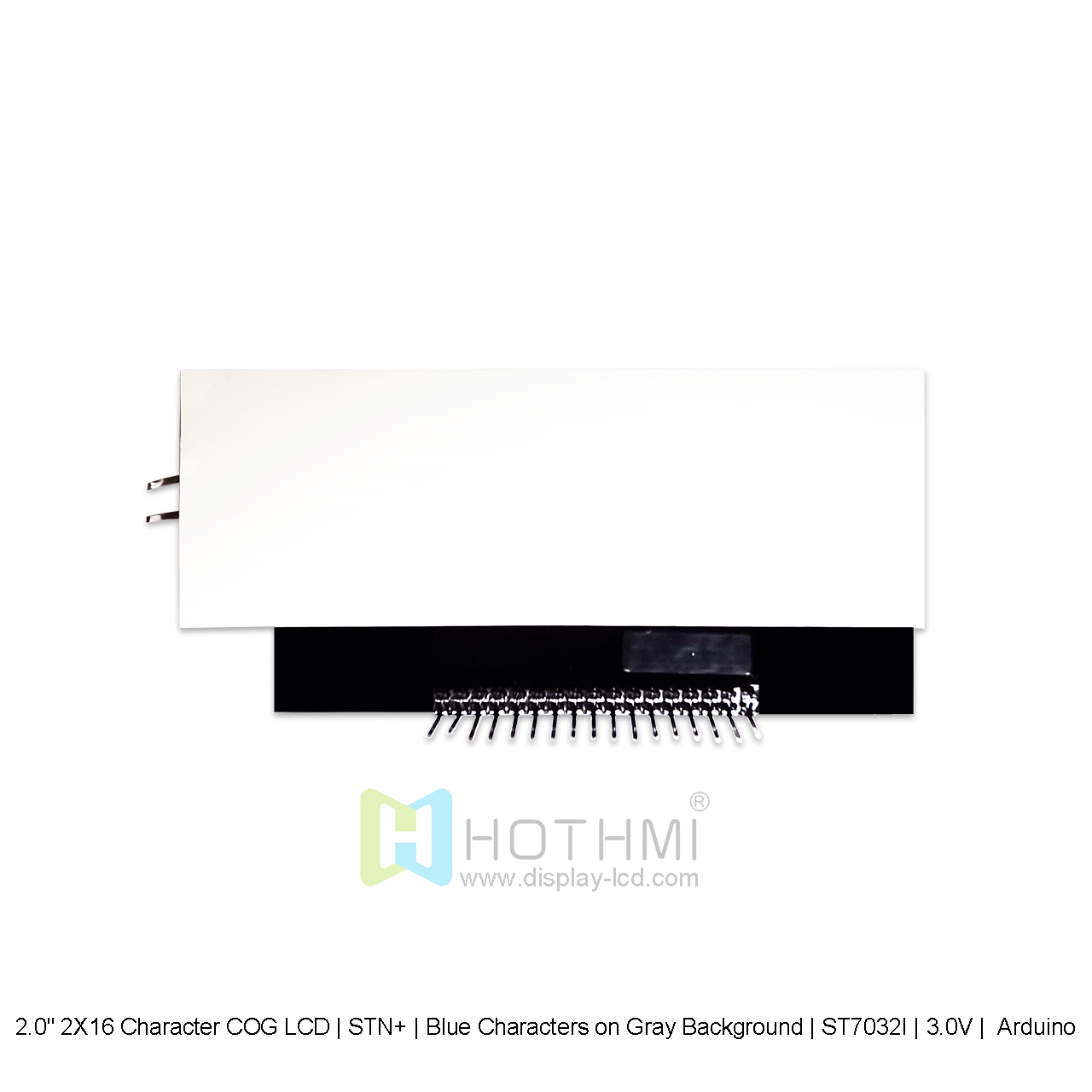 16×2 Character COG LCD | STN+ | Blue Characters on Gray Background | 3.0V | Arduino
