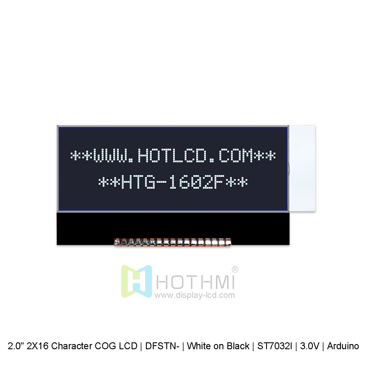 16×2 Character COG LCD | DFSTN- | White on Black | 3.0V | Arduino