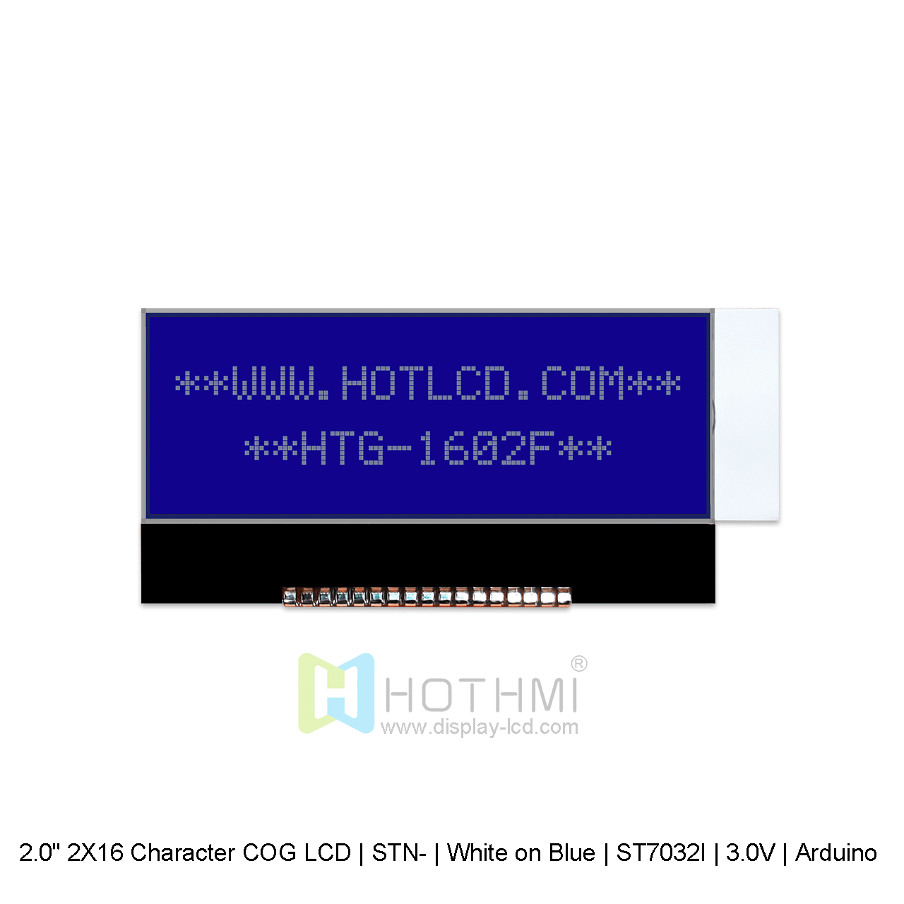 16×2Character COG LCD | STN- | White on Blue | 3.0V | Arduino