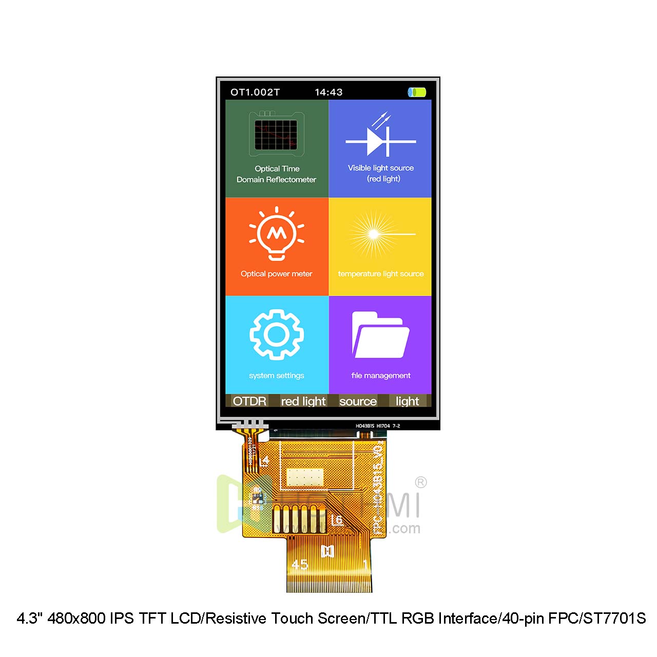 4.3 Inch Resistive Touchscreen TFT LCD Display With ST7701S