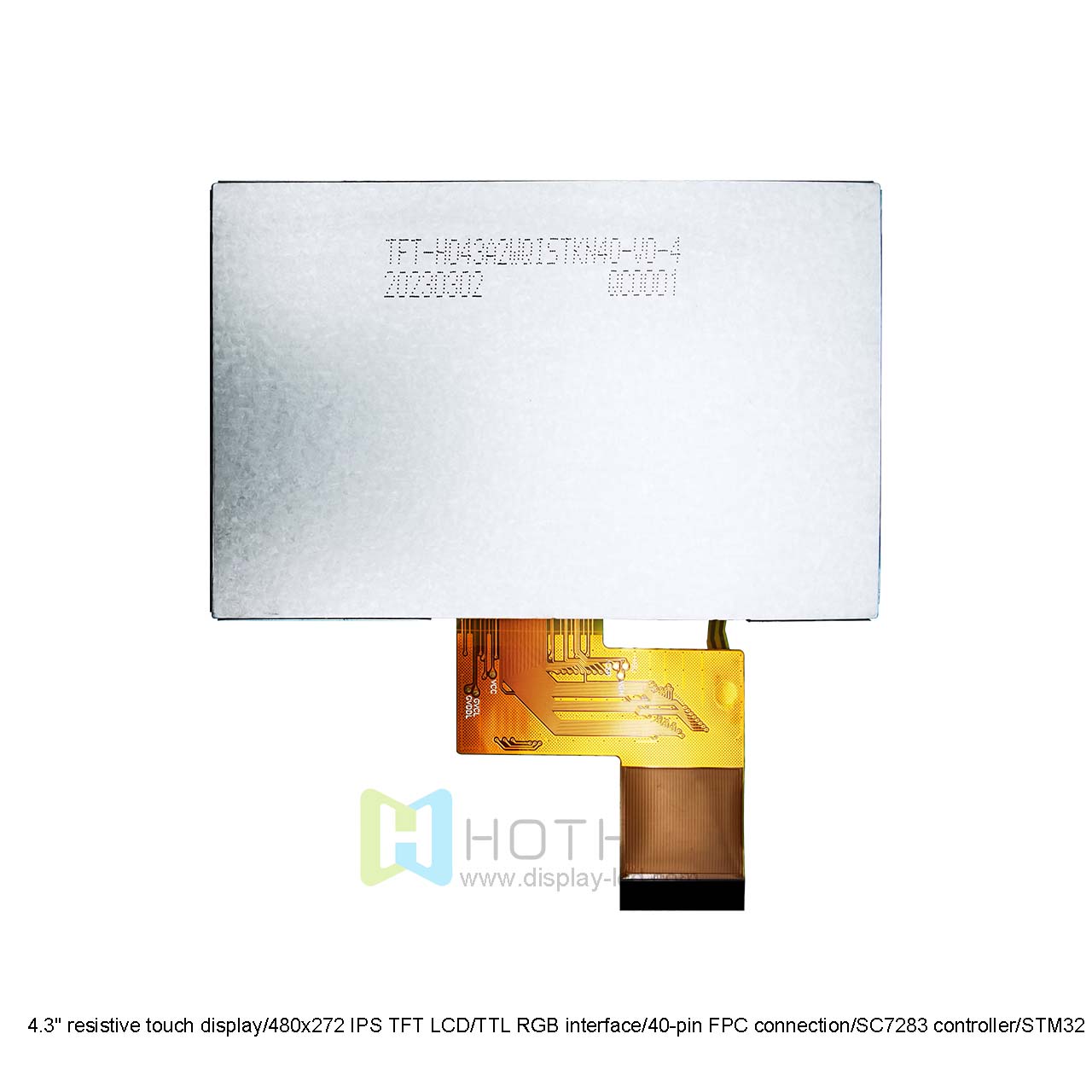 4.3 Inch 480x272 RGB TFT LCD Display with Resistive Touch Screen