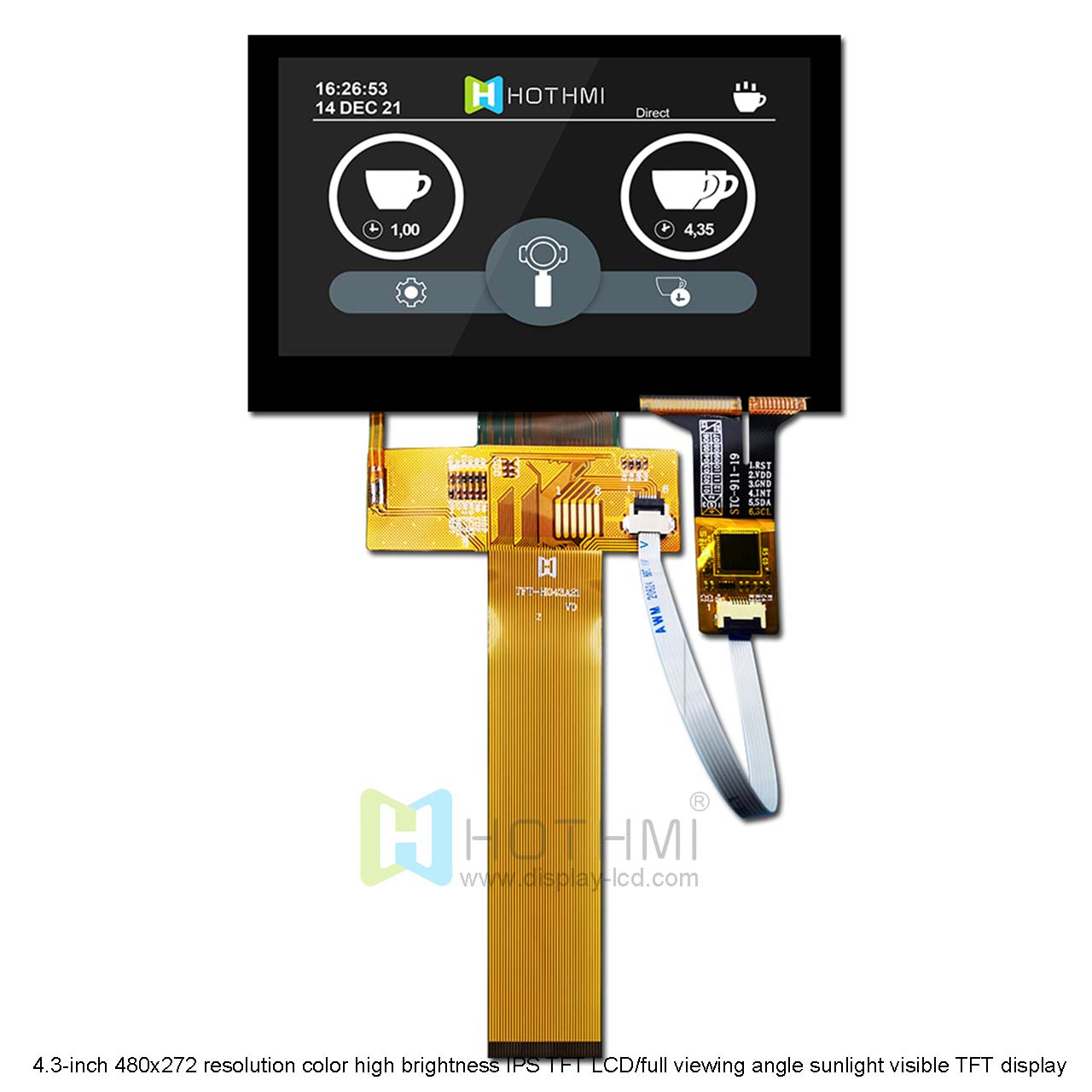 4.3 Inch Capacitive Touchscreen TFT LCD Sunlight Readable