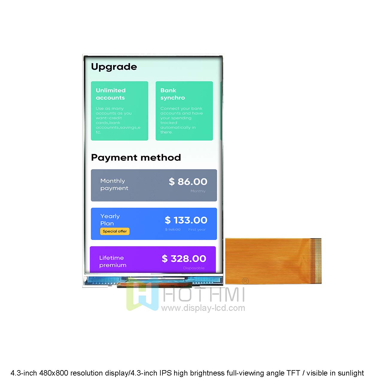 4.3 Inch 480x800 TFT Display For Industrial