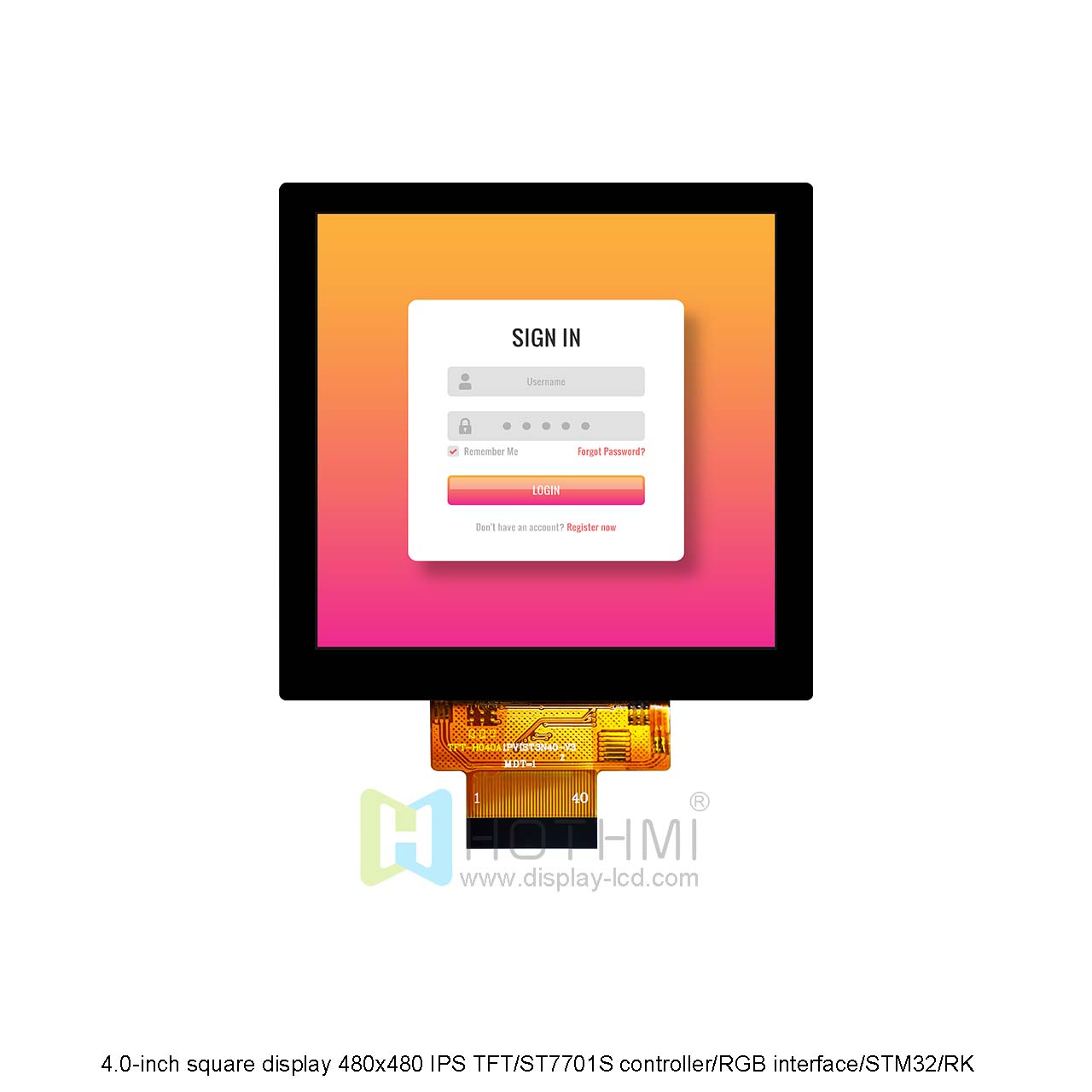 4.0-Inch Square TFT Display | 480x480 ST7701S Controller With RGB Interface