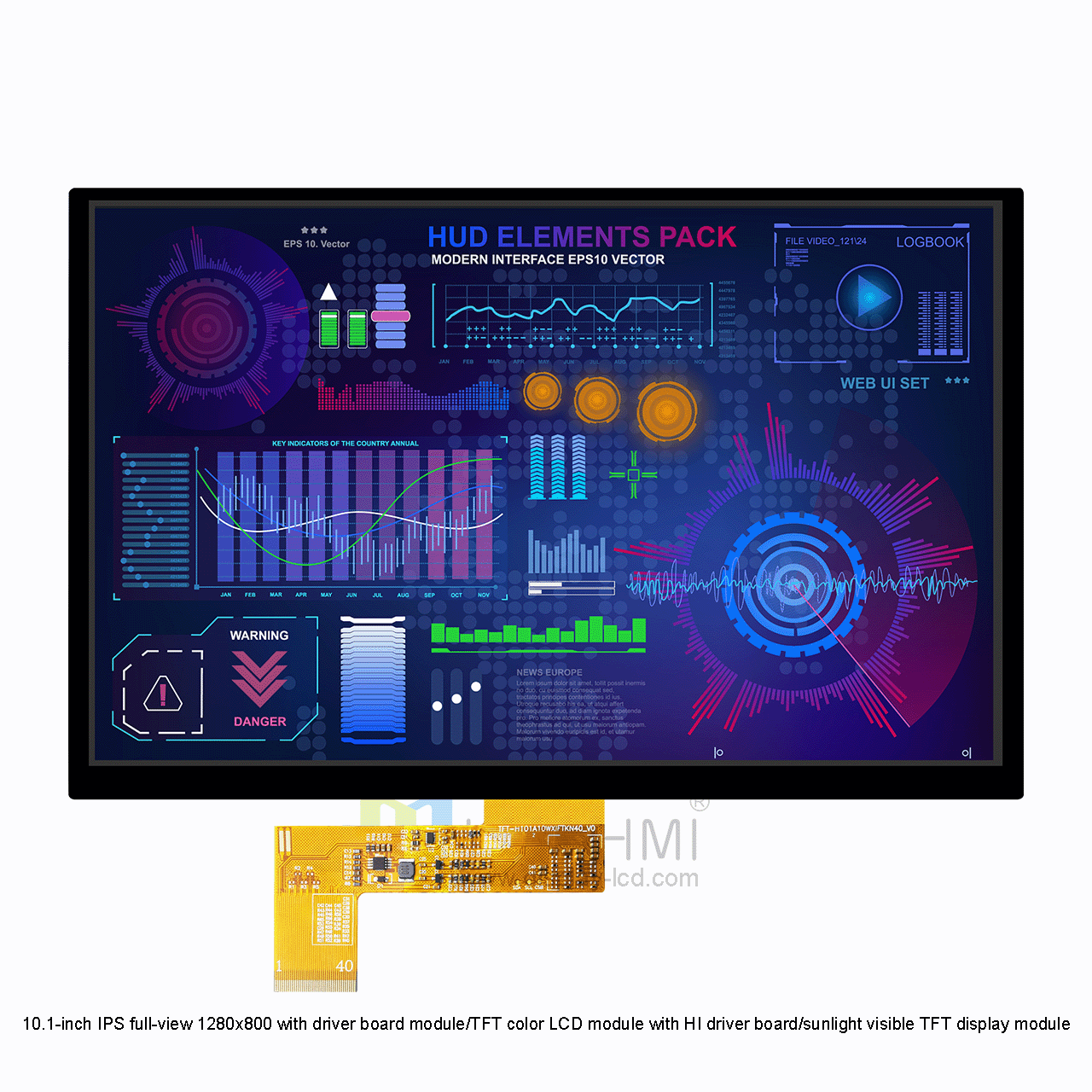 10.1 inch TFT LCD Module | 1280x800 LVDS Interface with High Brightness