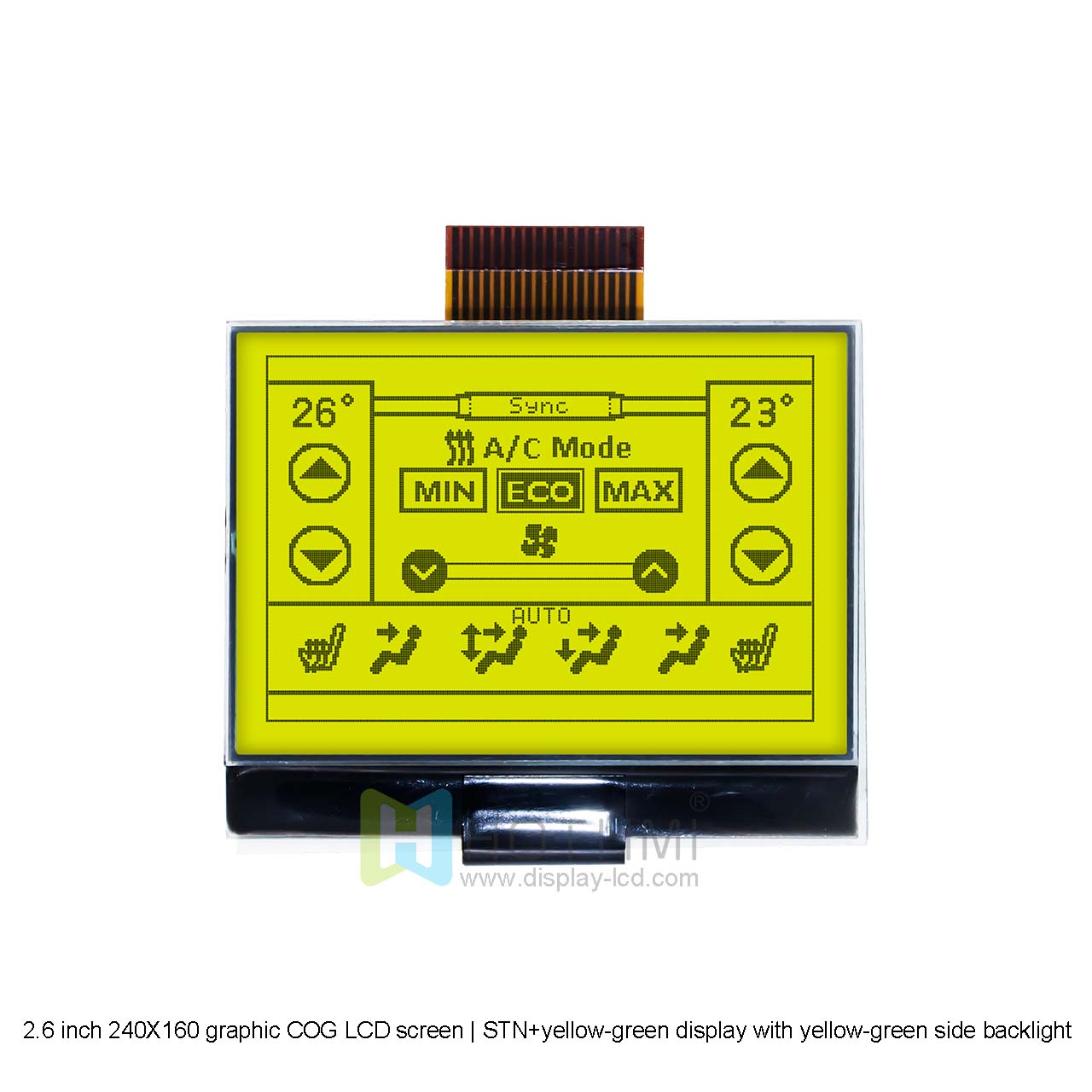 2.6 inch 240X160 graphic COG LCD screen | STN+yellow-green display with yellow-green side backlight | SPI interface | Arduino