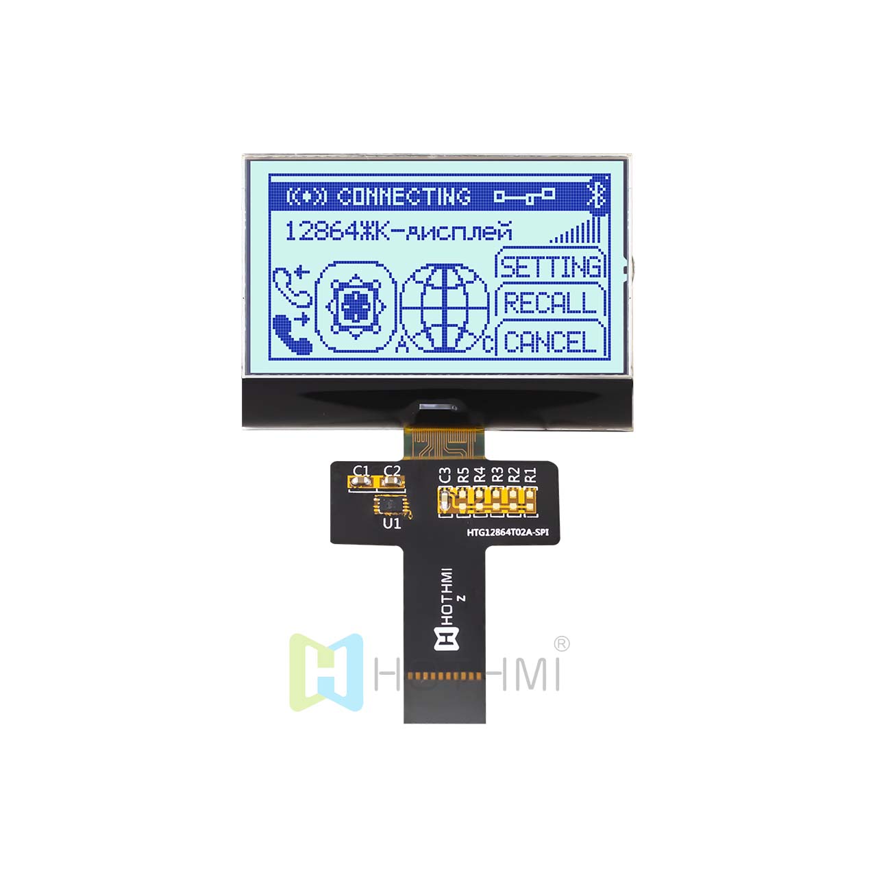 COG graphic lattice 2.2" 128x64 | STN+ | Blue on Gray | SPI | ST7567 | Arduino