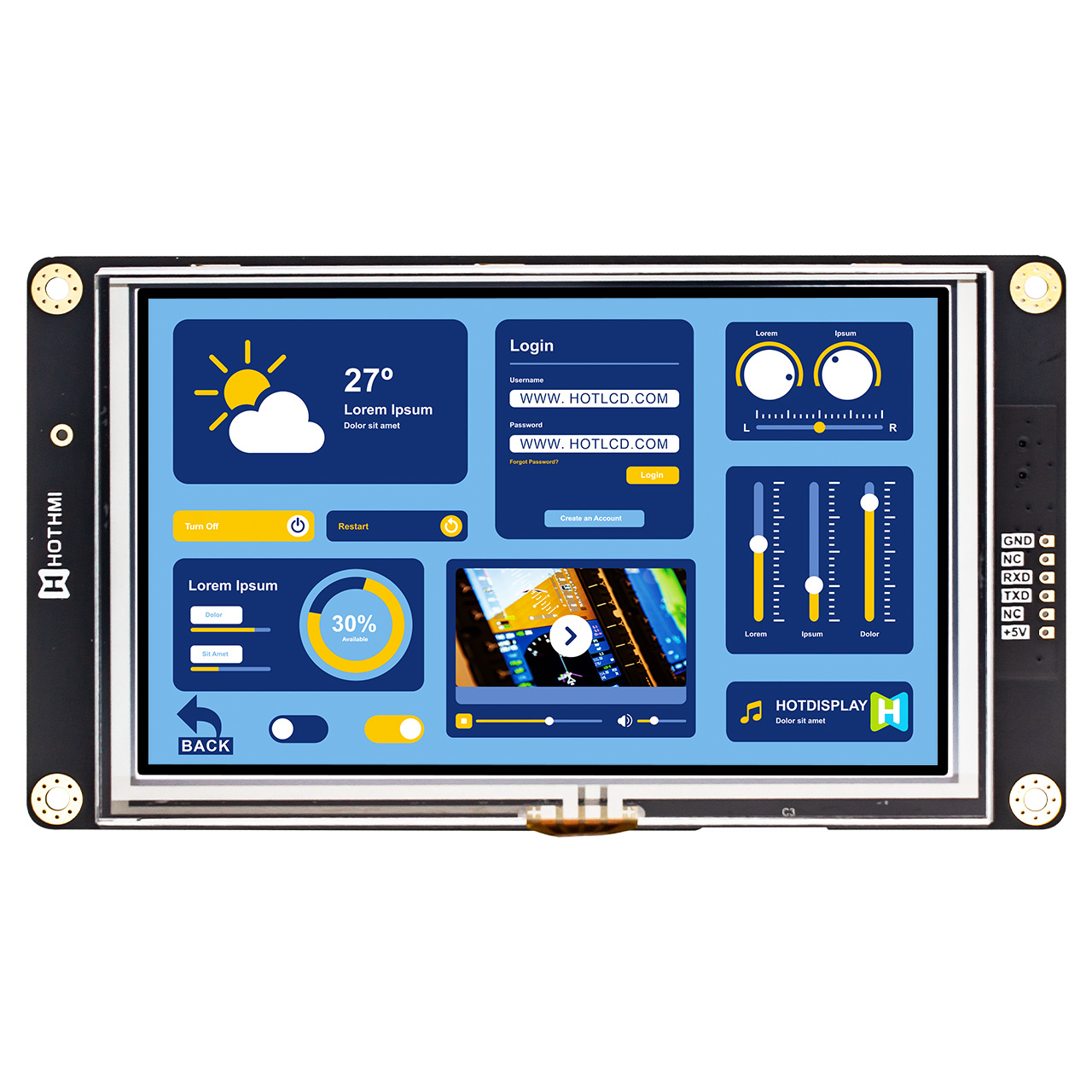 5 Inch Smart TFT LCD Module | UART Resistive Touch Screen