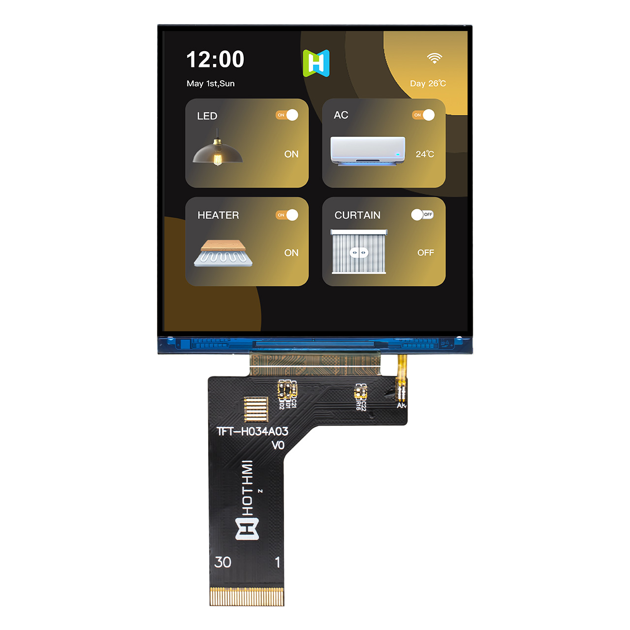 3.4 Inch TFT LCD Module | 480X480 Square Display With NV3049 Controller