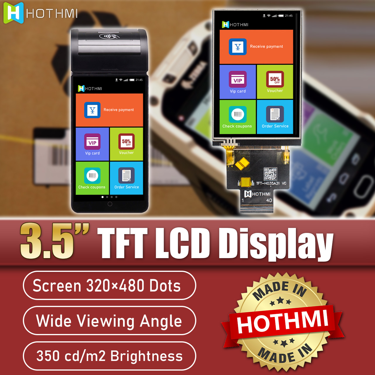 3.5 Inch TFT LCD Display with resistive touchscreen | ILI9488 Controller