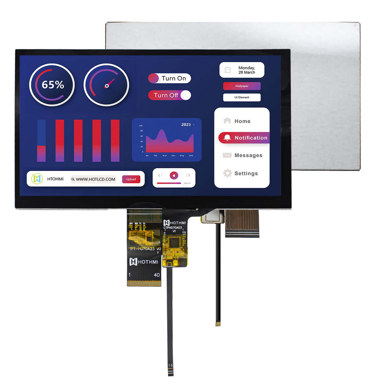 7 Inch LCD Display with Capacitive Touch Screen | 1024x600 LVDS/MIPI for Industrial