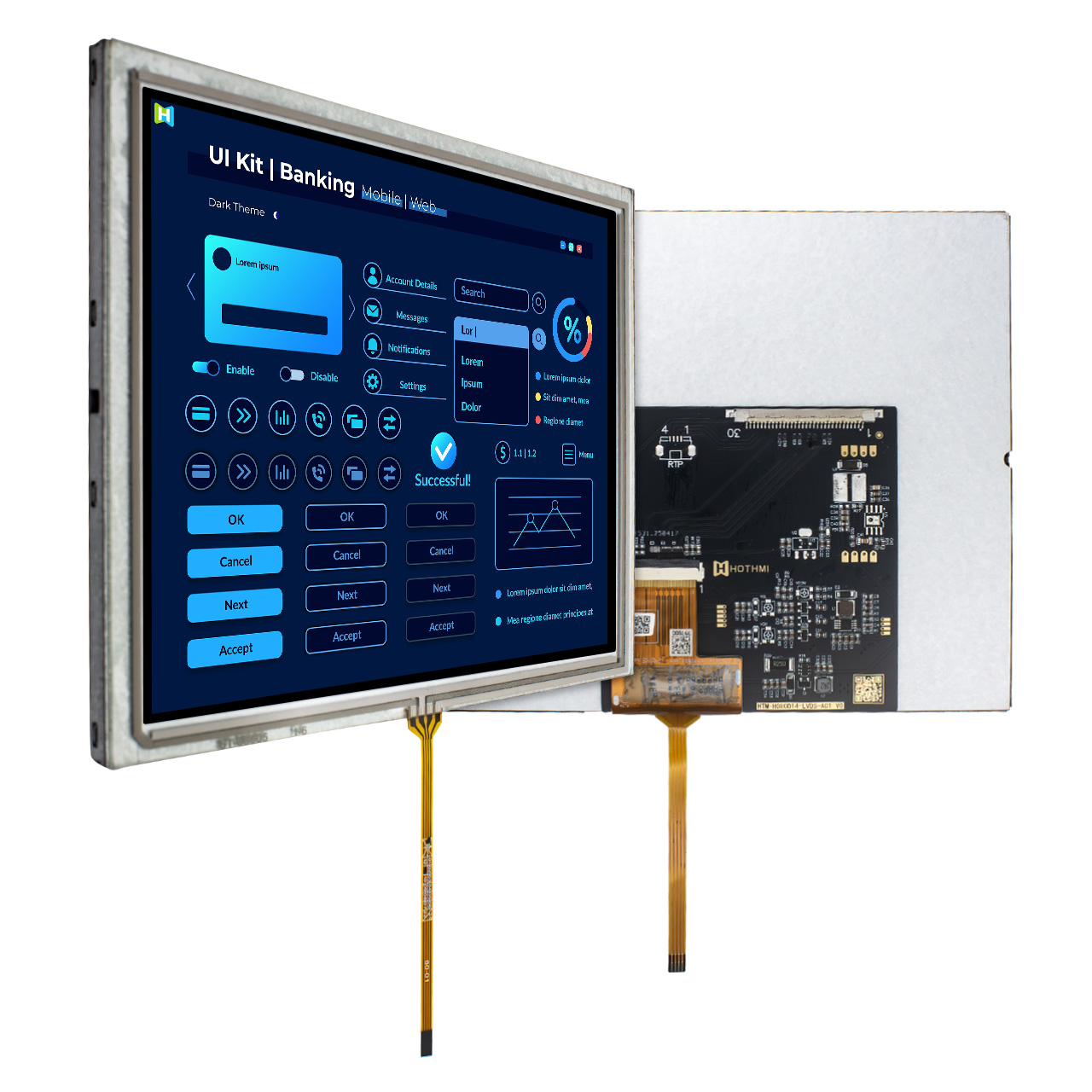 8 Inch LCD Display Module 1024x768 LVDS with Resistive Touch Screen